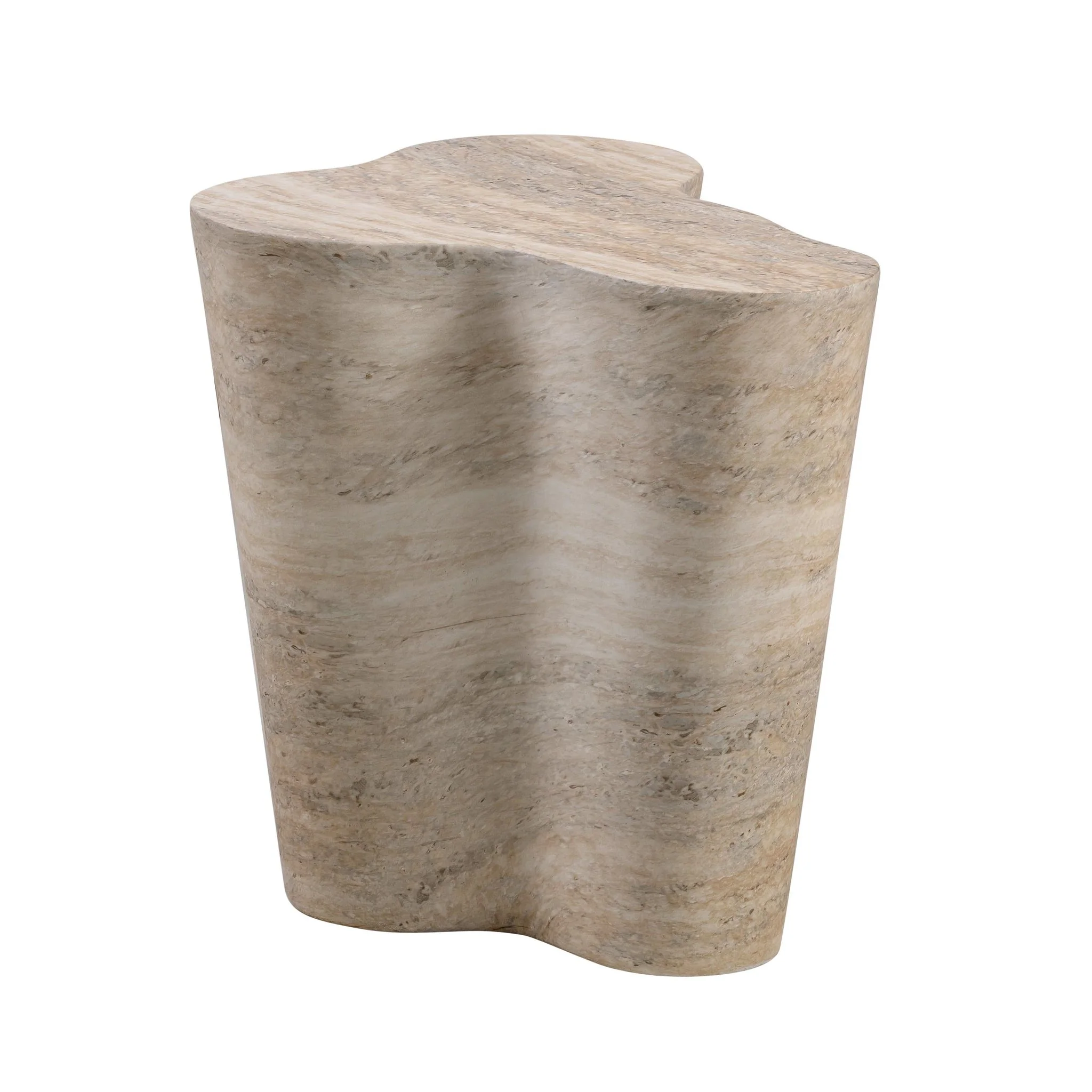 Slab Faux Travertine Short Side Table - Image 2