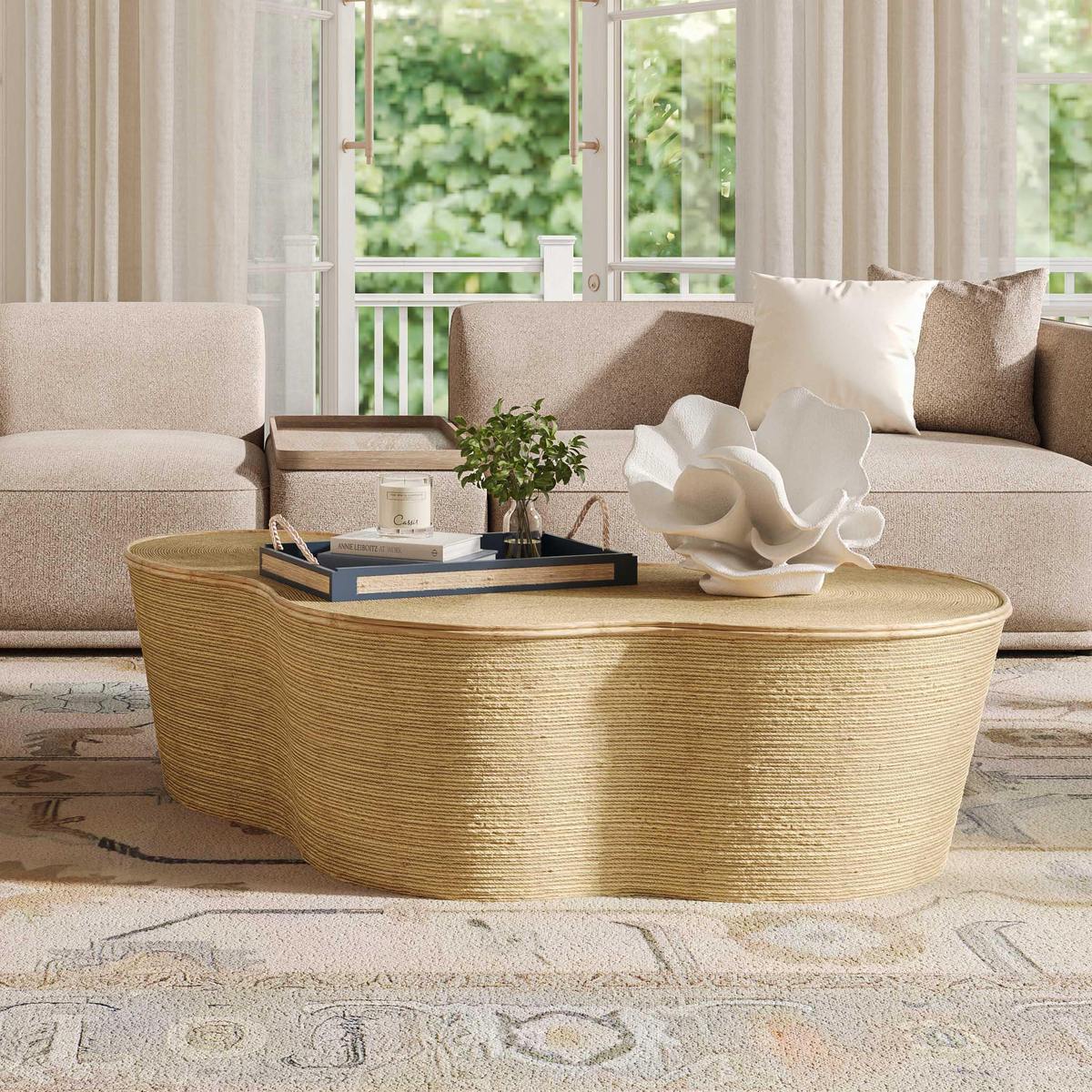 Slab Natural Seagrass Coffee Table - Image 2