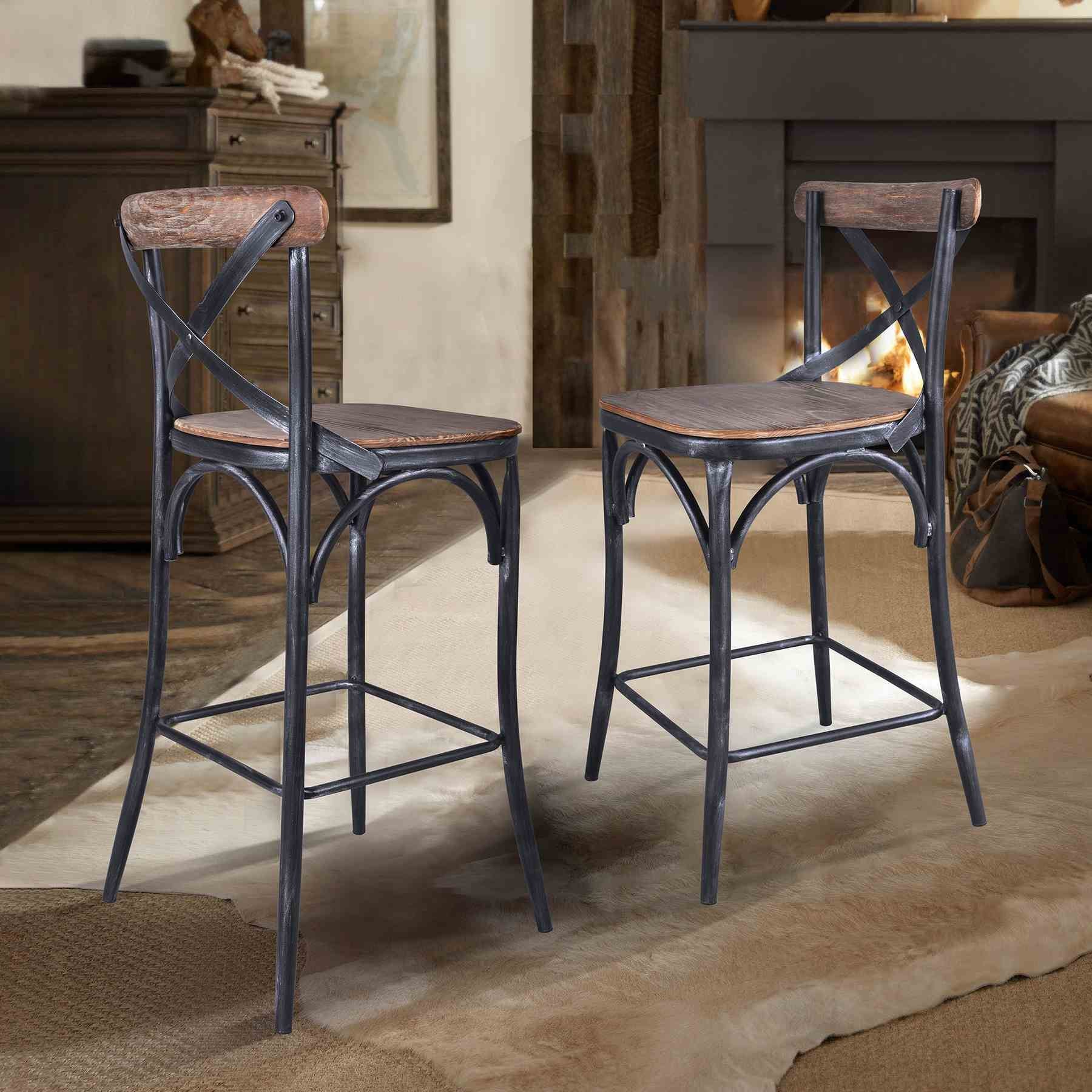 Sloan Industrial 30" Bar Height Barstool in Industrial Gray and Pine Wood - Image 4