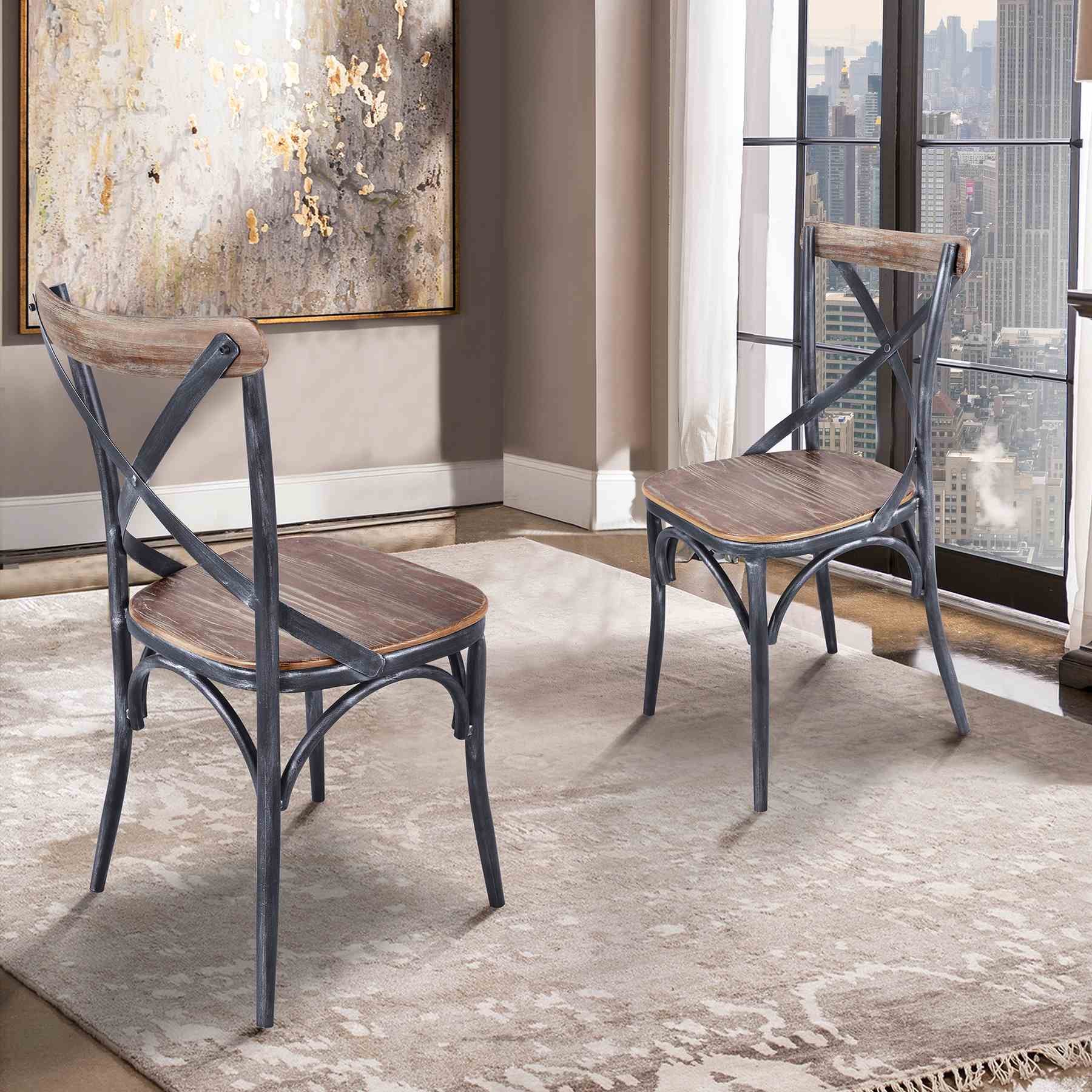 Sloan Industrial Dining Chair in Industrial Gray and Pine Wood - Set of 2 - Image 6