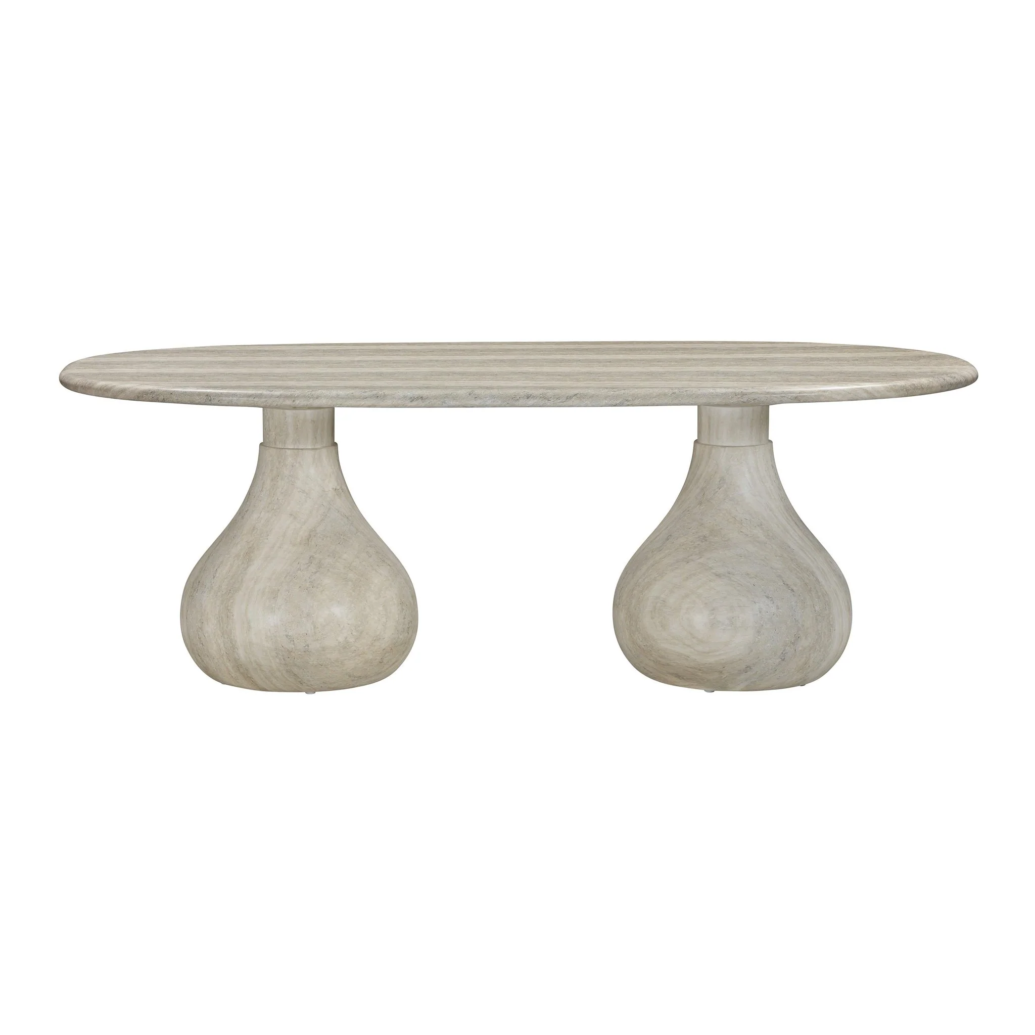 Smooch Faux Travertine Indoor / Outdoor Pedestal Dining Table - Image 3