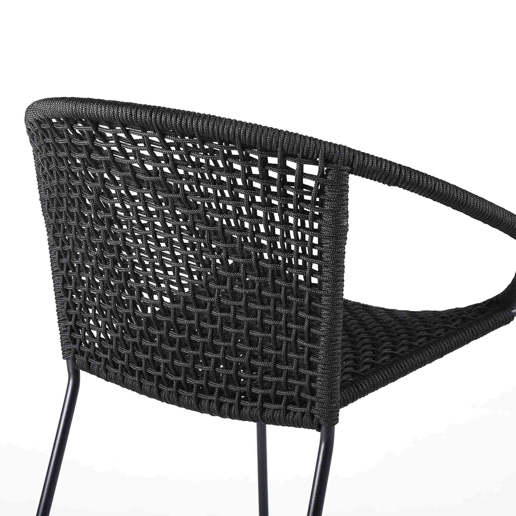 Snack Indoor Outdoor Stackable Steel Dining Chair with Black Rope - Set of 2 - Image 6