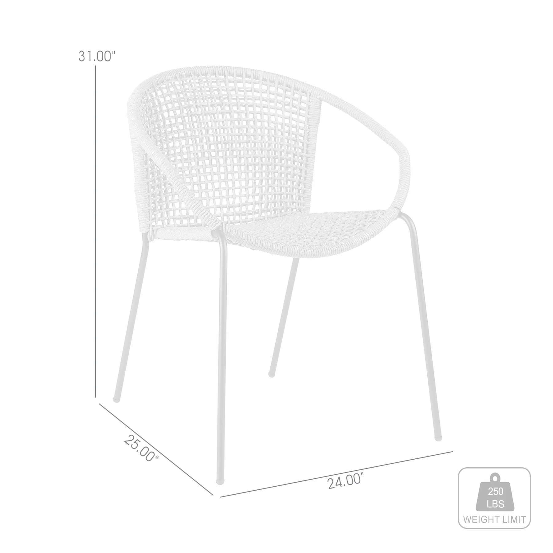 Snack Indoor Outdoor Stackable Steel Dining Chair with Black Rope - Set of 2 - Image 8