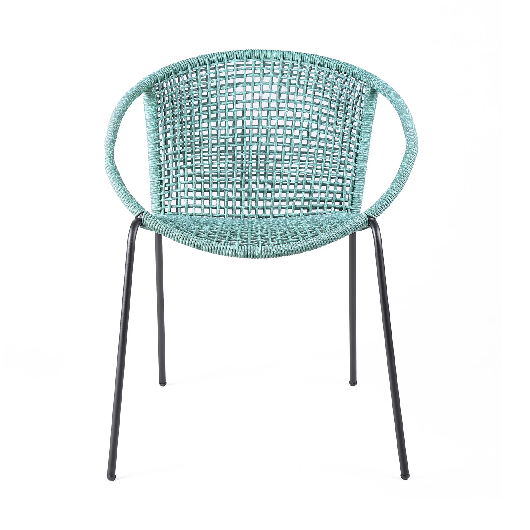 Snack Indoor Outdoor Stackable Steel Dining Chair with Wasabi Rope - Set of 2 - Image 4
