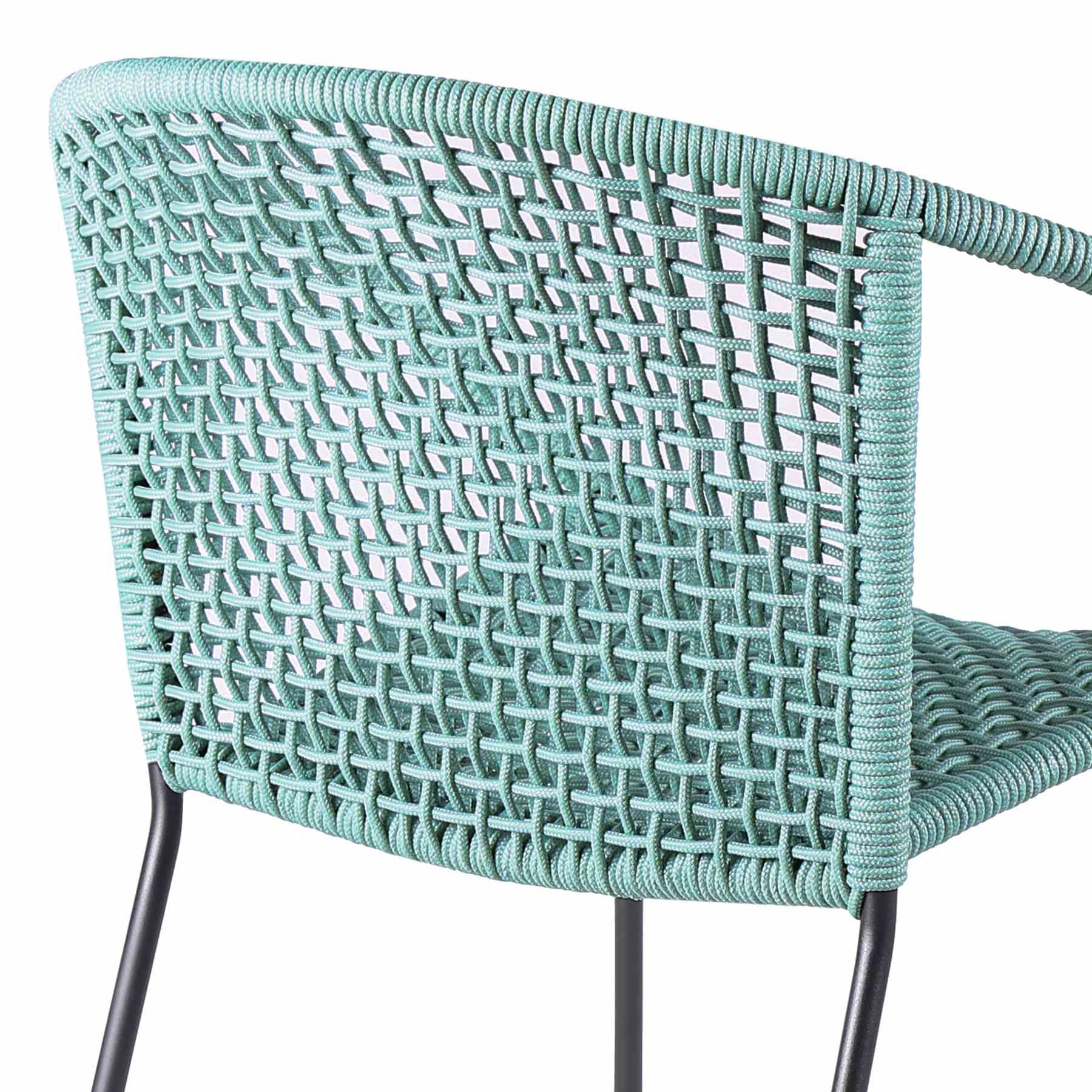 Snack Indoor Outdoor Stackable Steel Dining Chair with Wasabi Rope - Set of 2 - Image 6
