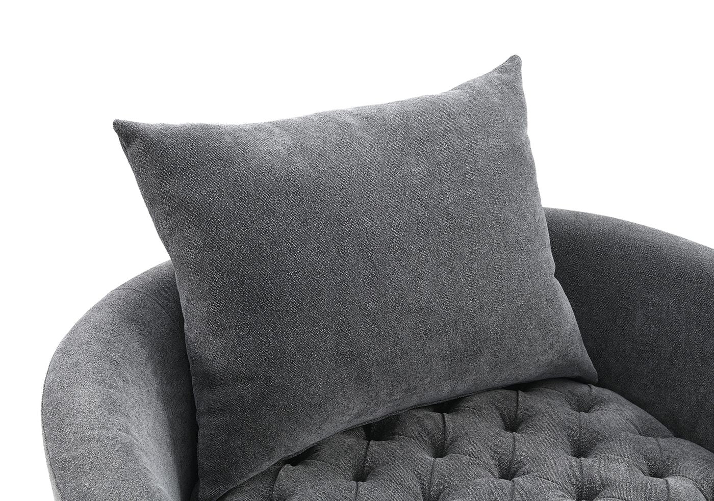Sofi Swivel Chair, Button Tufted, Light Gray - Image 8