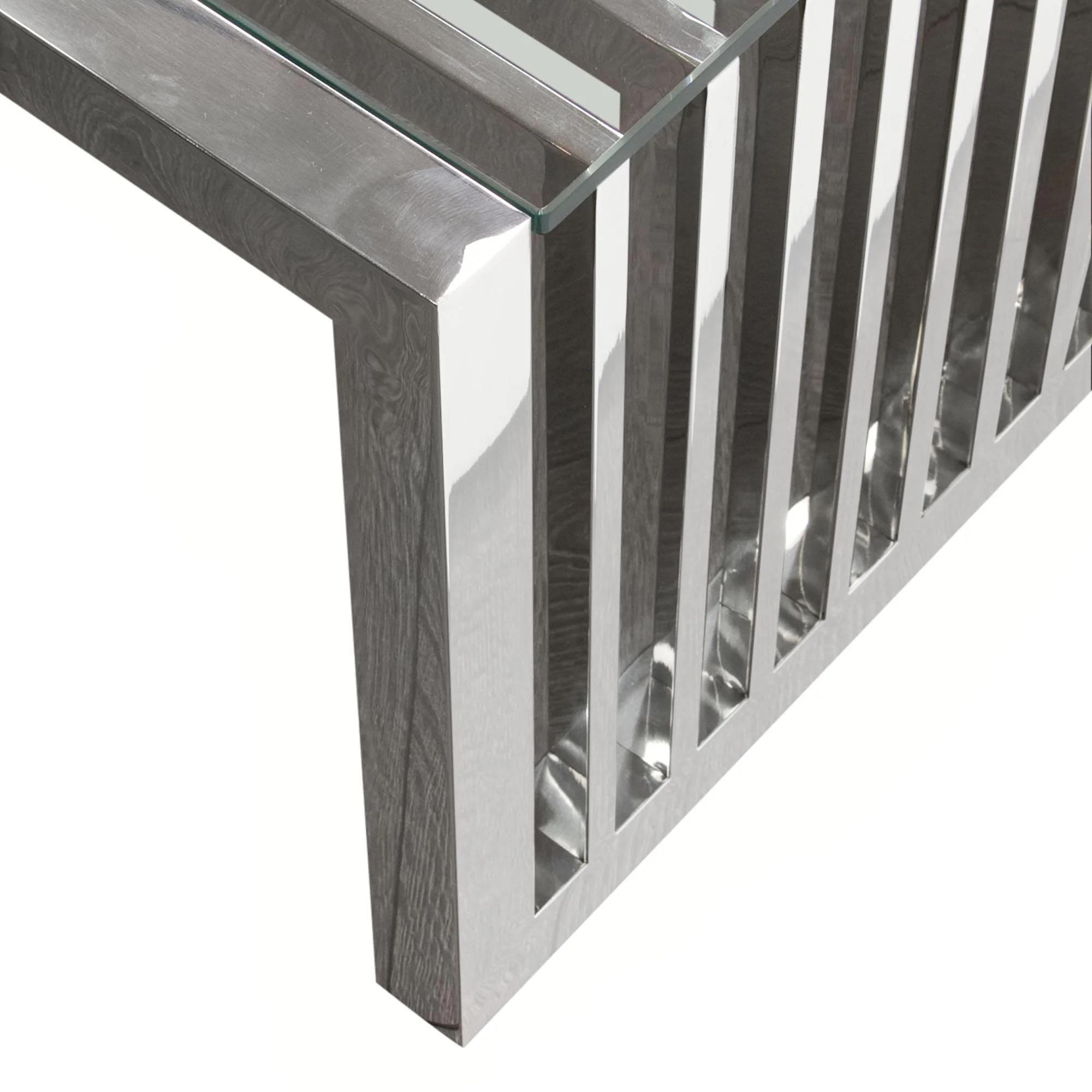 SOHO Rectangular Stainless Steel Cocktail Table w/ Clear, Tempered Glass Top by Diamond Sofa - Image 5