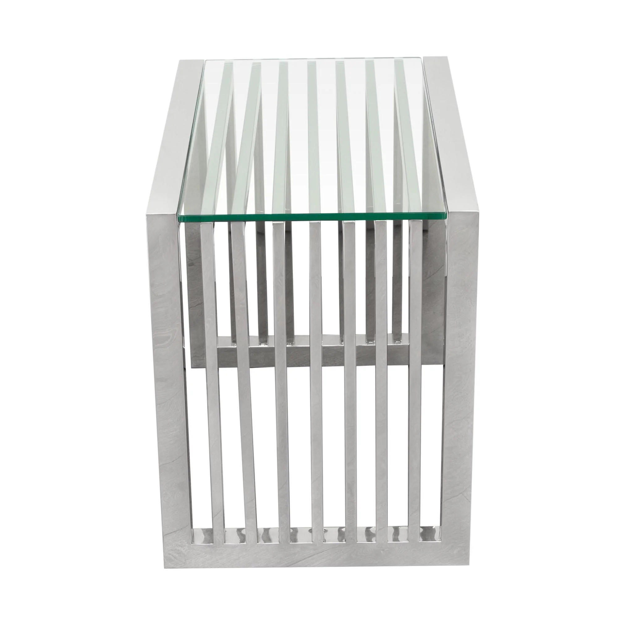 SOHO Rectangular Stainless Steel End Table w/ Clear, Tempered Glass Top by Diamond Sofa - Image 3