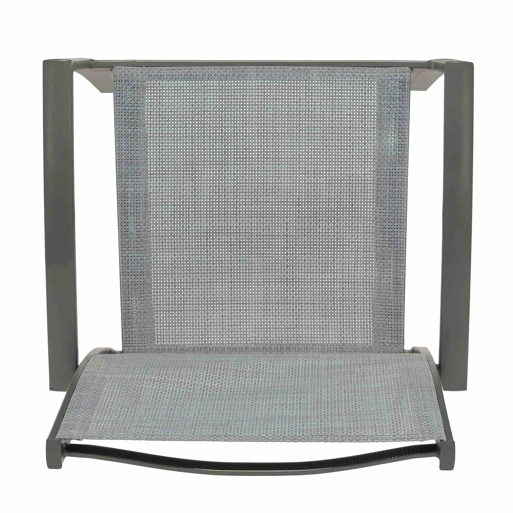 Solana 5 piece Outdoor Aluminum Dining Set in Cosmos Gray Finish with Wood Top - Image 6