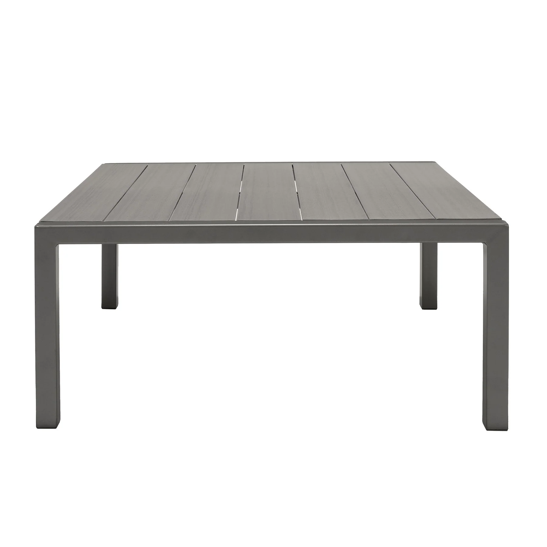 Solana Outdoor Square Coffee Table in Cosmos Gray Finish with Wood Top - Image 3