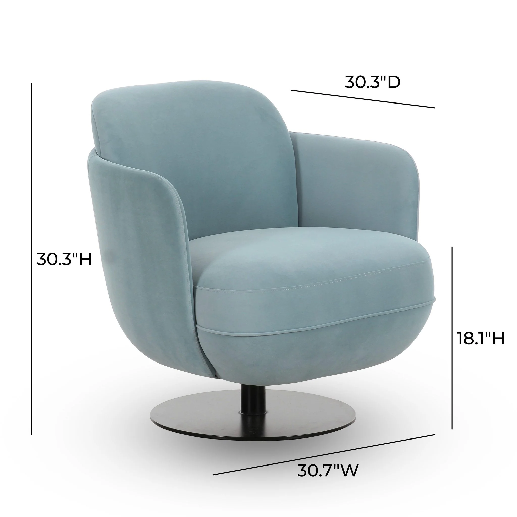 Solange Blue Shadow Velvet Swivel Chair - Image 6