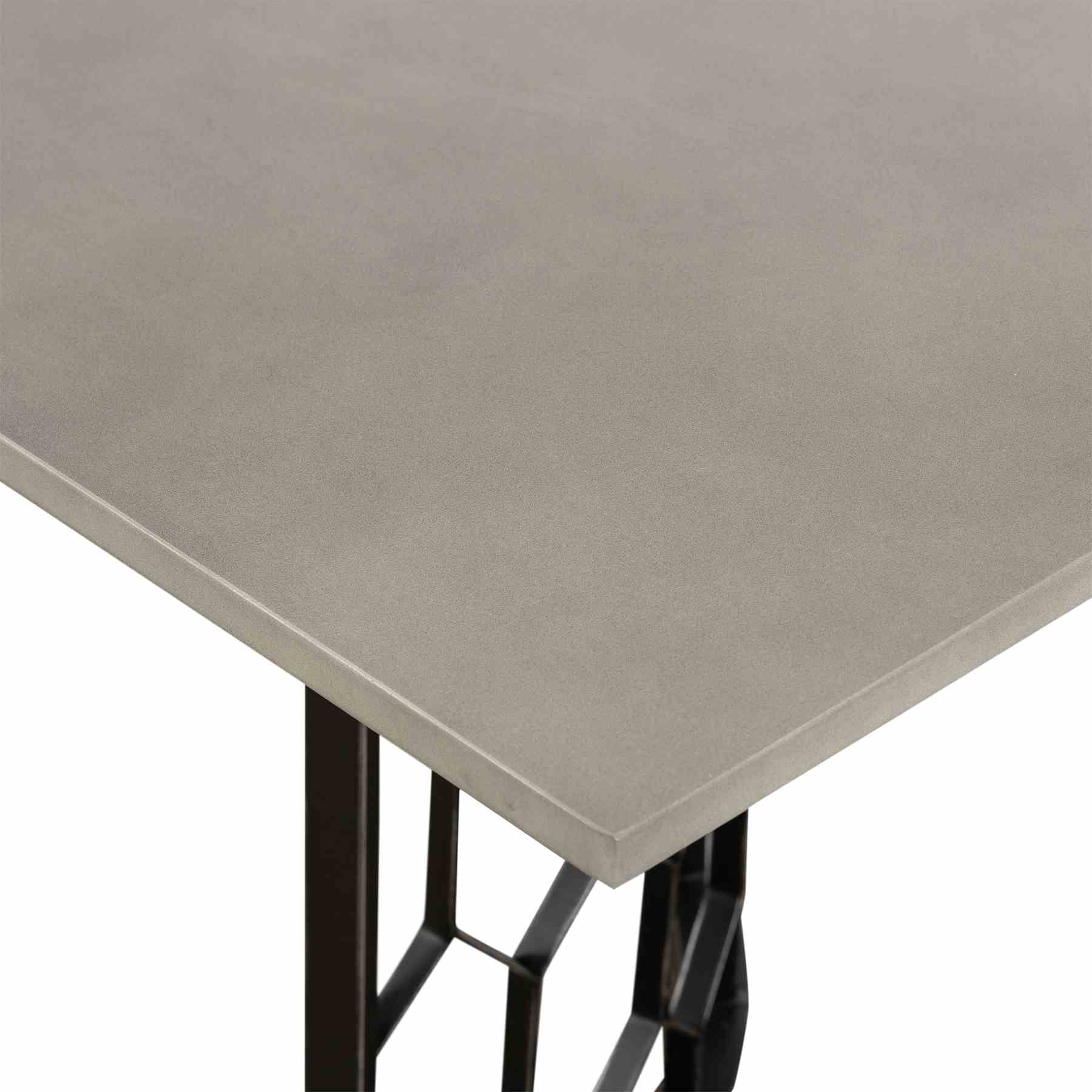 Solange Concrete and Black Metal Rectangular Dining Table - Image 4