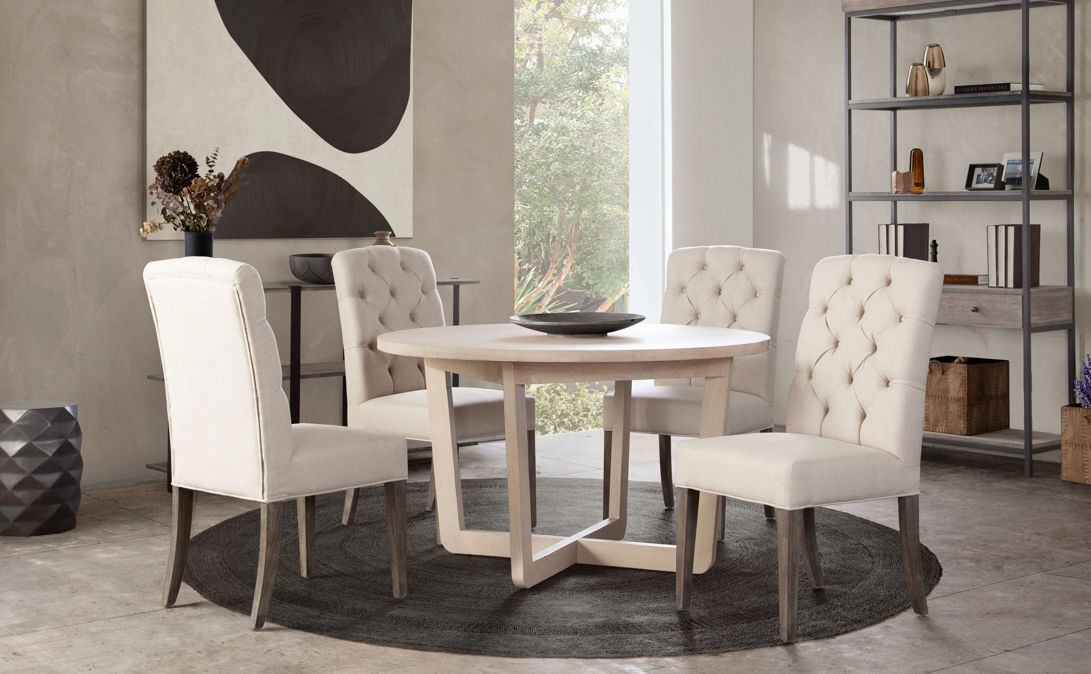 Solano 51" Round Solid Mango Wood Dining Table in Light Natural Grey Wash Finish by Diamond Sofa - Image 8