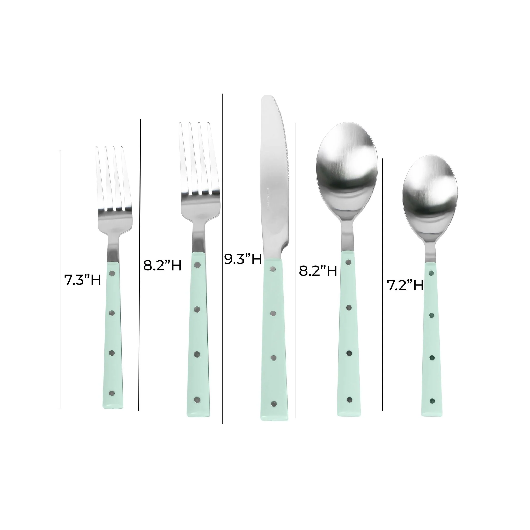 Soline Mint and Stainless Steel Flatware - Set of 5 Pieces - Service for 1 - Image 4