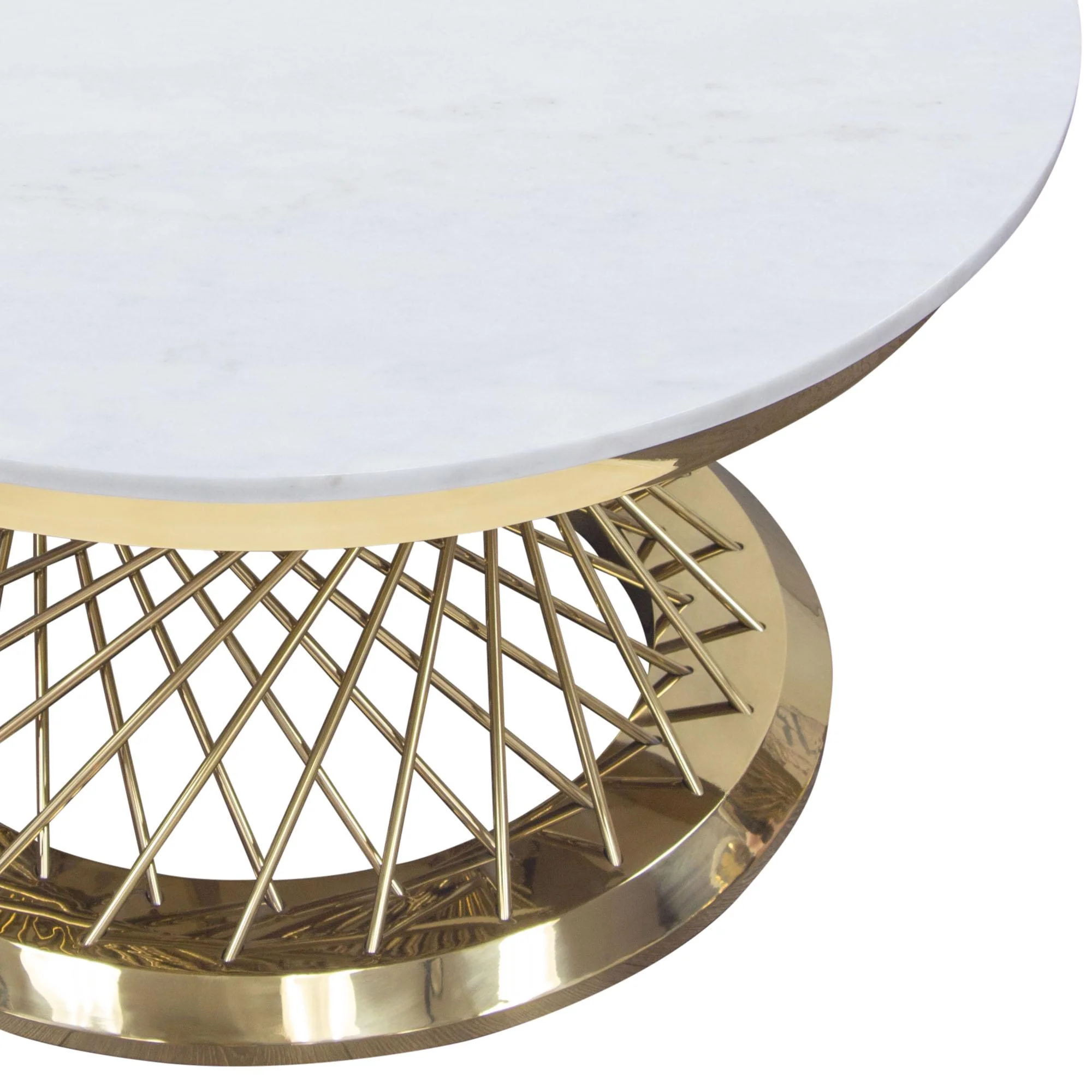 Solstice 35" Round Cocktail Table with Genuine Marble Top and Polished Gold Spiral Spoked Base by Diamond Sofa - Image 5
