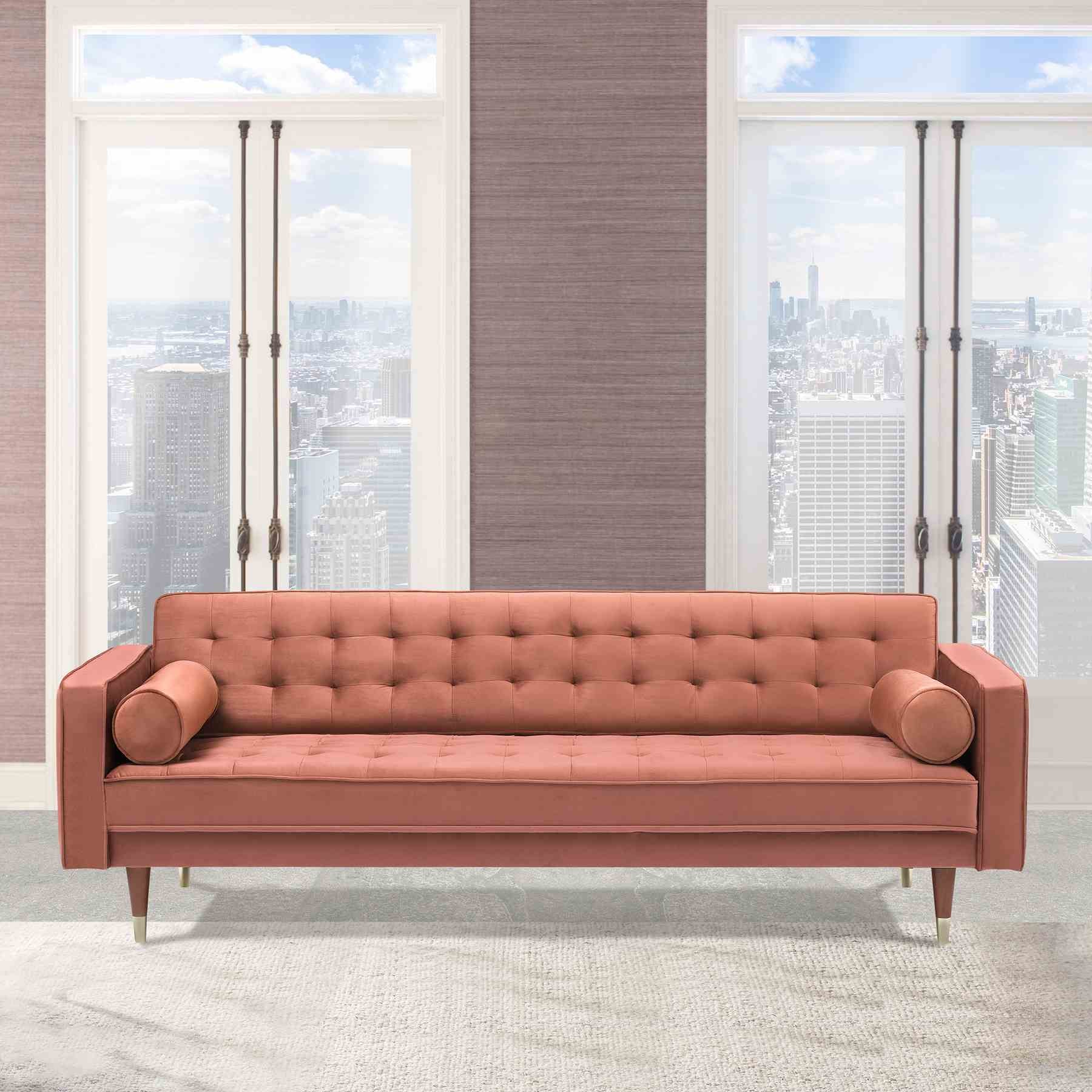 Somerset Blush Velvet Mid Century Modern Sofa - Image 5