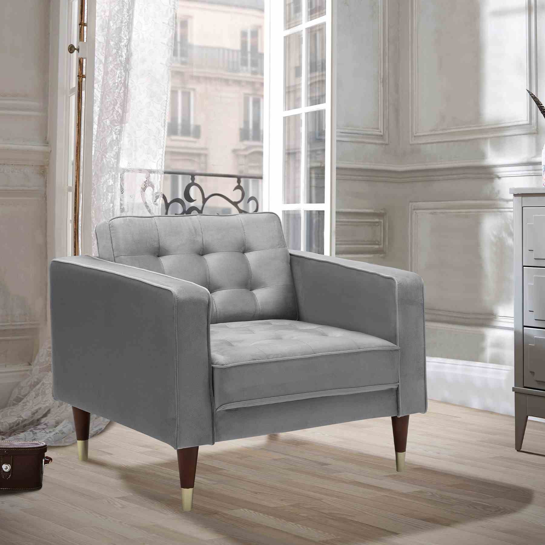 Somerset Gray Velvet Mid Century Modern Club Chair - Image 5