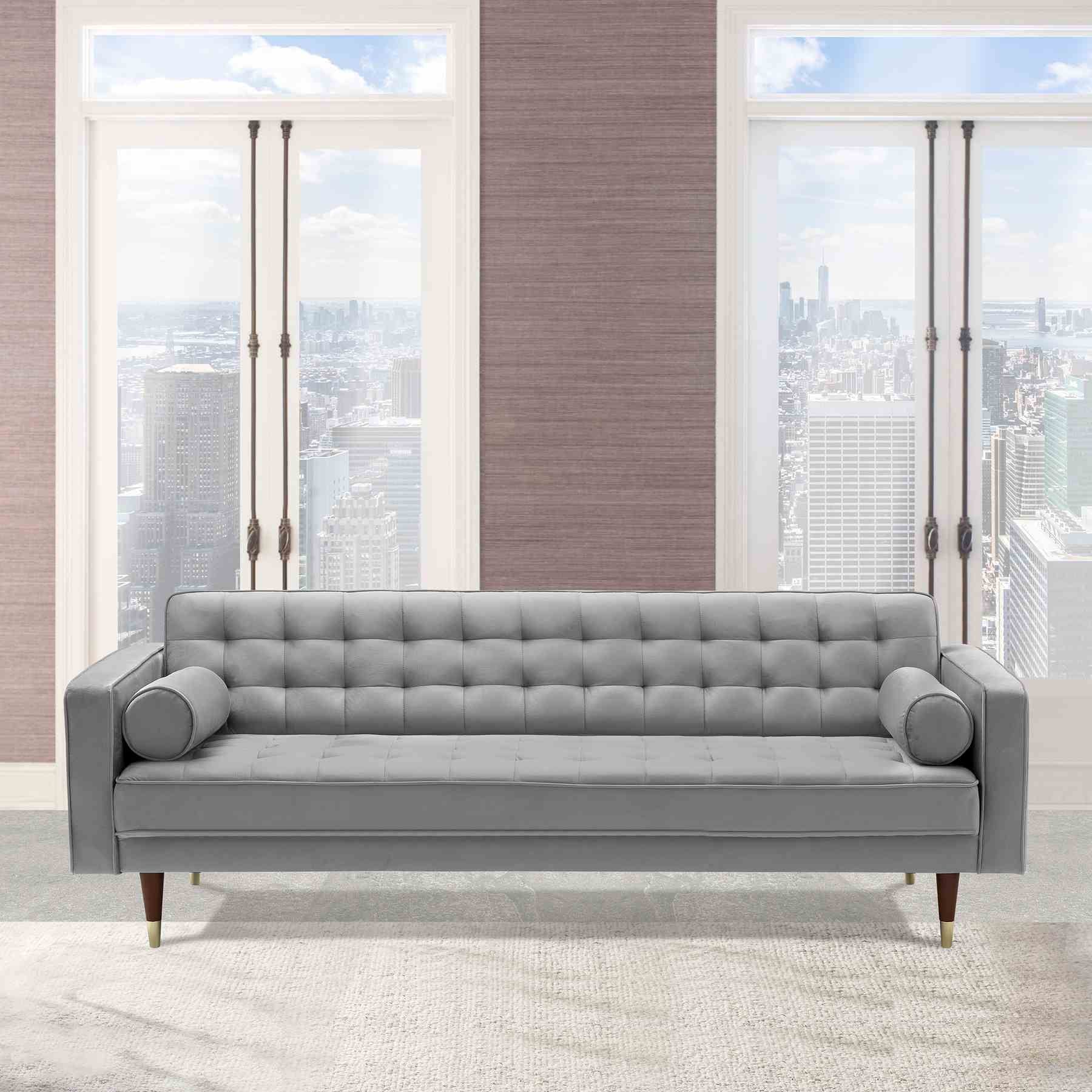 Somerset Gray Velvet Mid Century Modern Sofa - Image 5