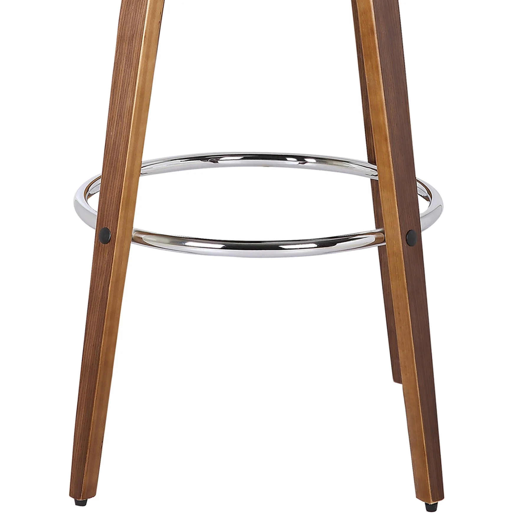 Sonia 30" Bar Height Swivel Brown Faux Leather and Walnut Wood Bar Stool - Image 6