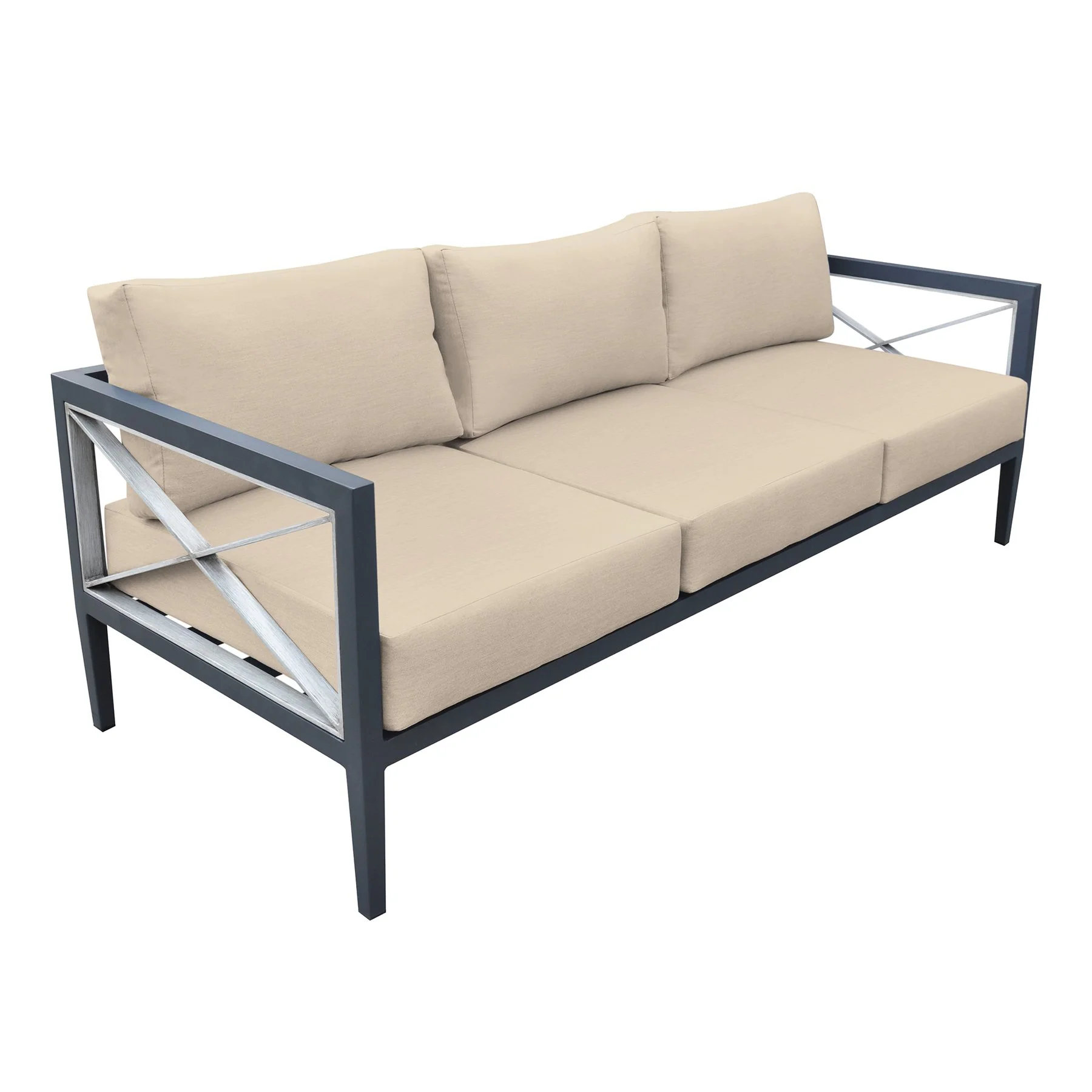 Sonoma Outdoor 4 piece Set in Dark Gray Finish and Taupe Cushions - Image 2