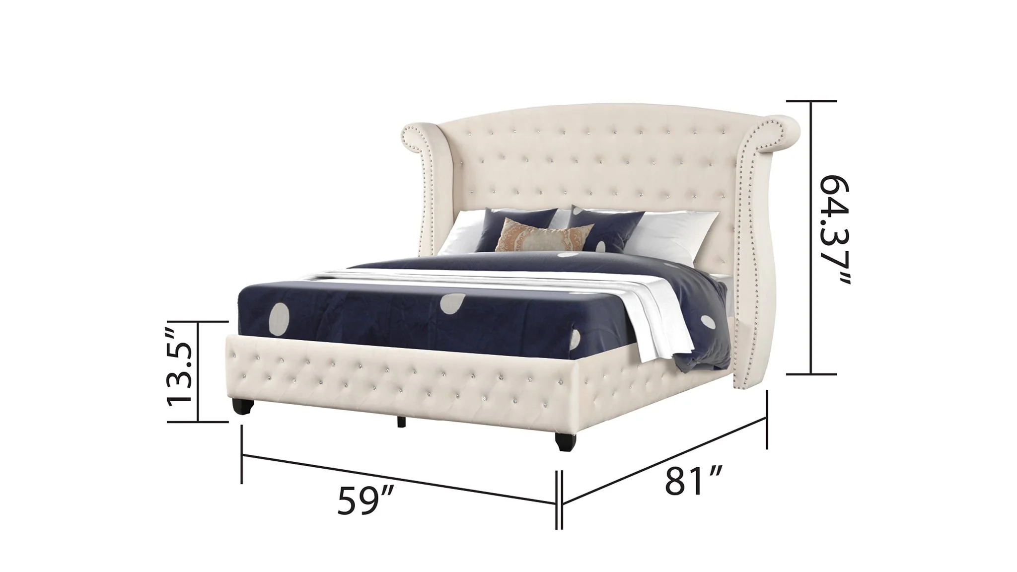 Sophia Full Bed  Cream - Image 4