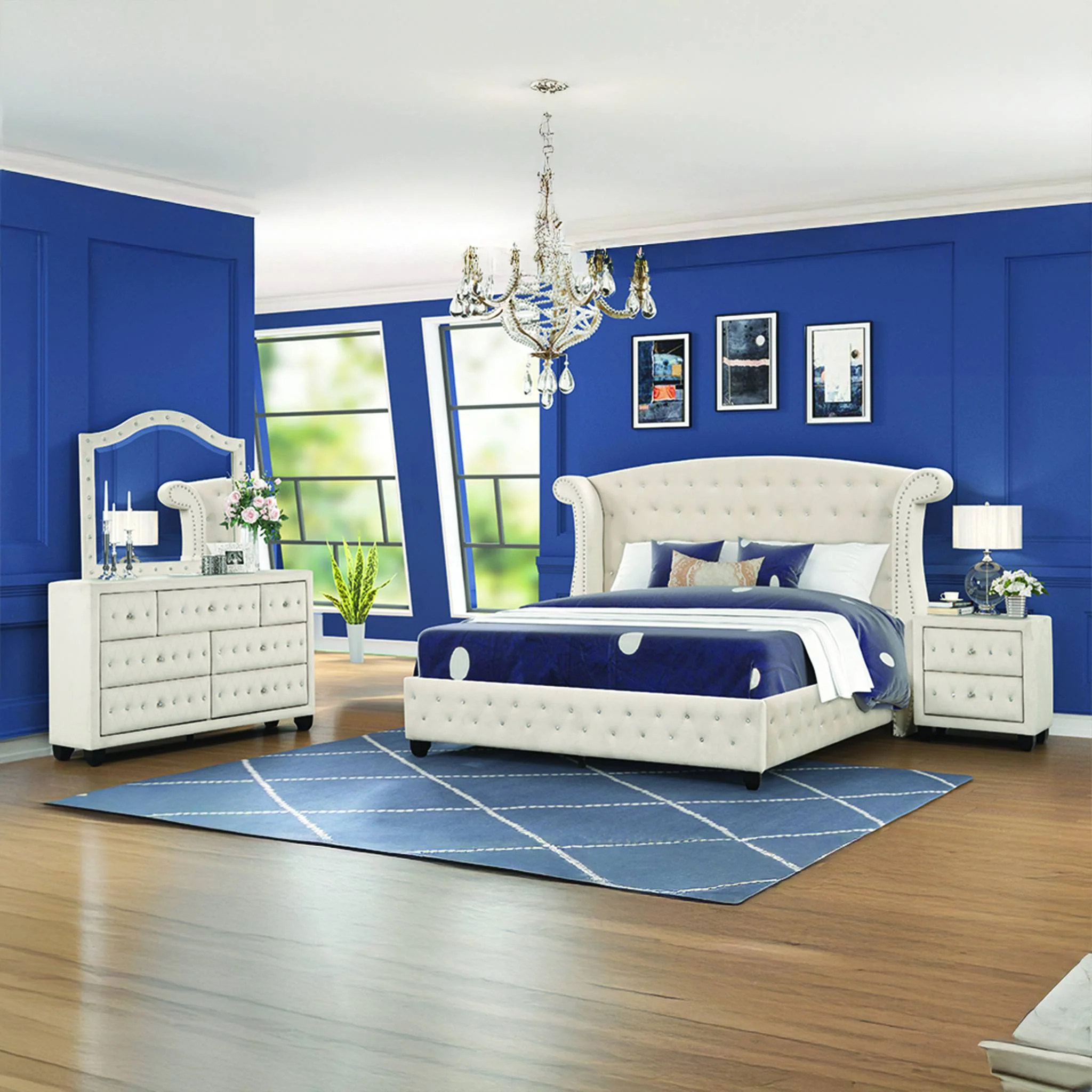 Sophia King Bed 4 Cream - Image 16