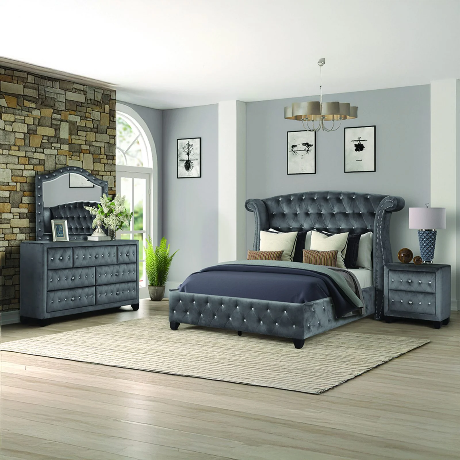 Sophia King Bed 4 Grey - Image 17