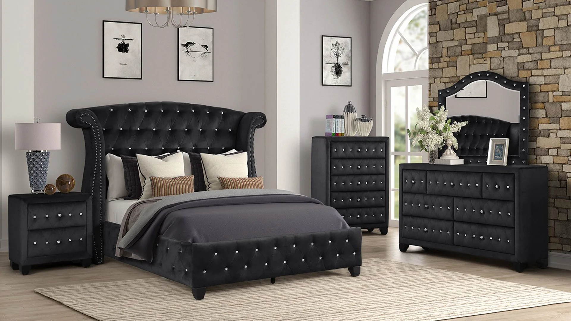 Sophia King Bed 5 Black - Image 19