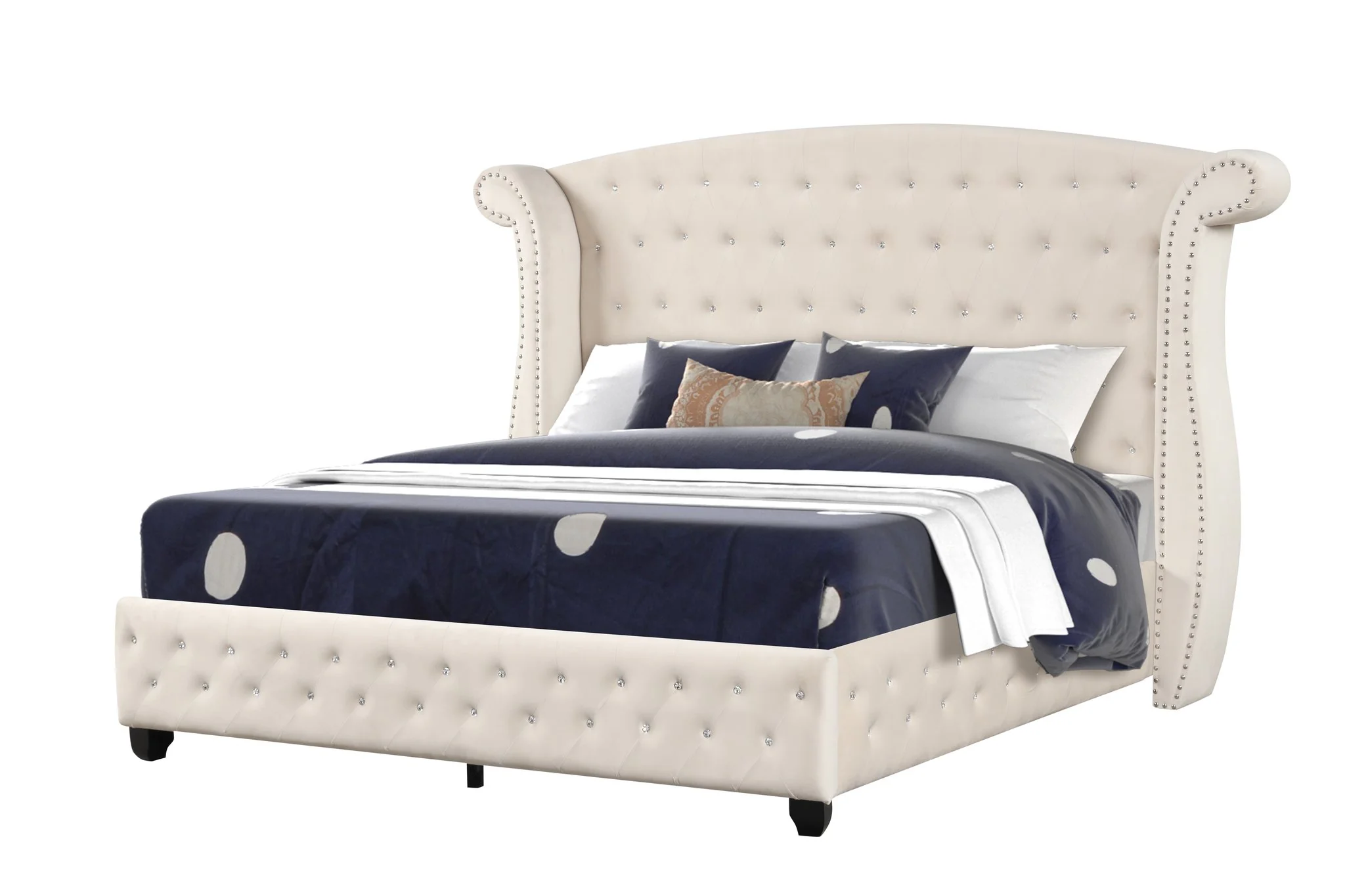 Sophia King Bed 5 Cream - Image 2