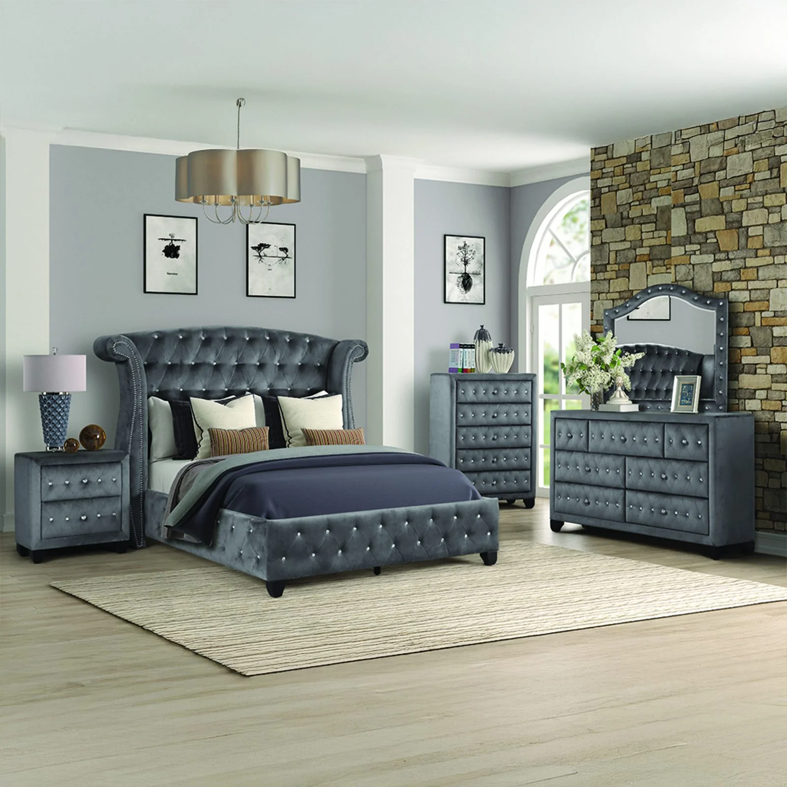 Sophia King Bed 5 Grey - Image 20