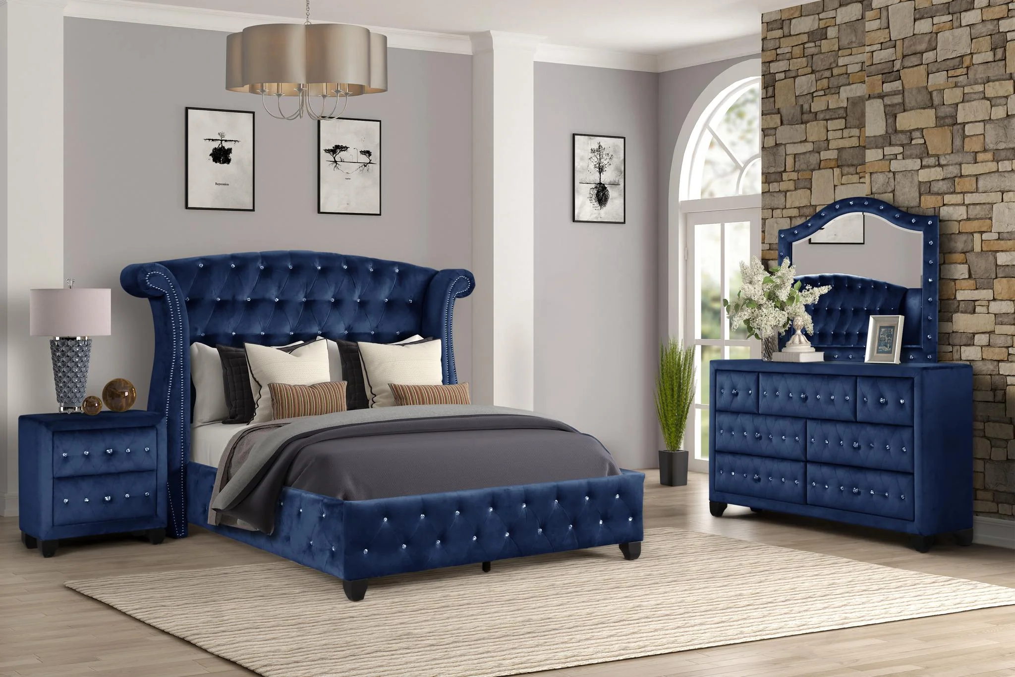 Sophia Queen Bed 4 Blue - Image 17