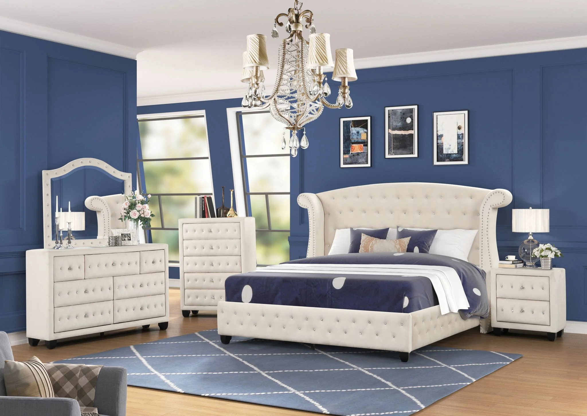 Sophia Queen Bed 5 Cream - Image 17