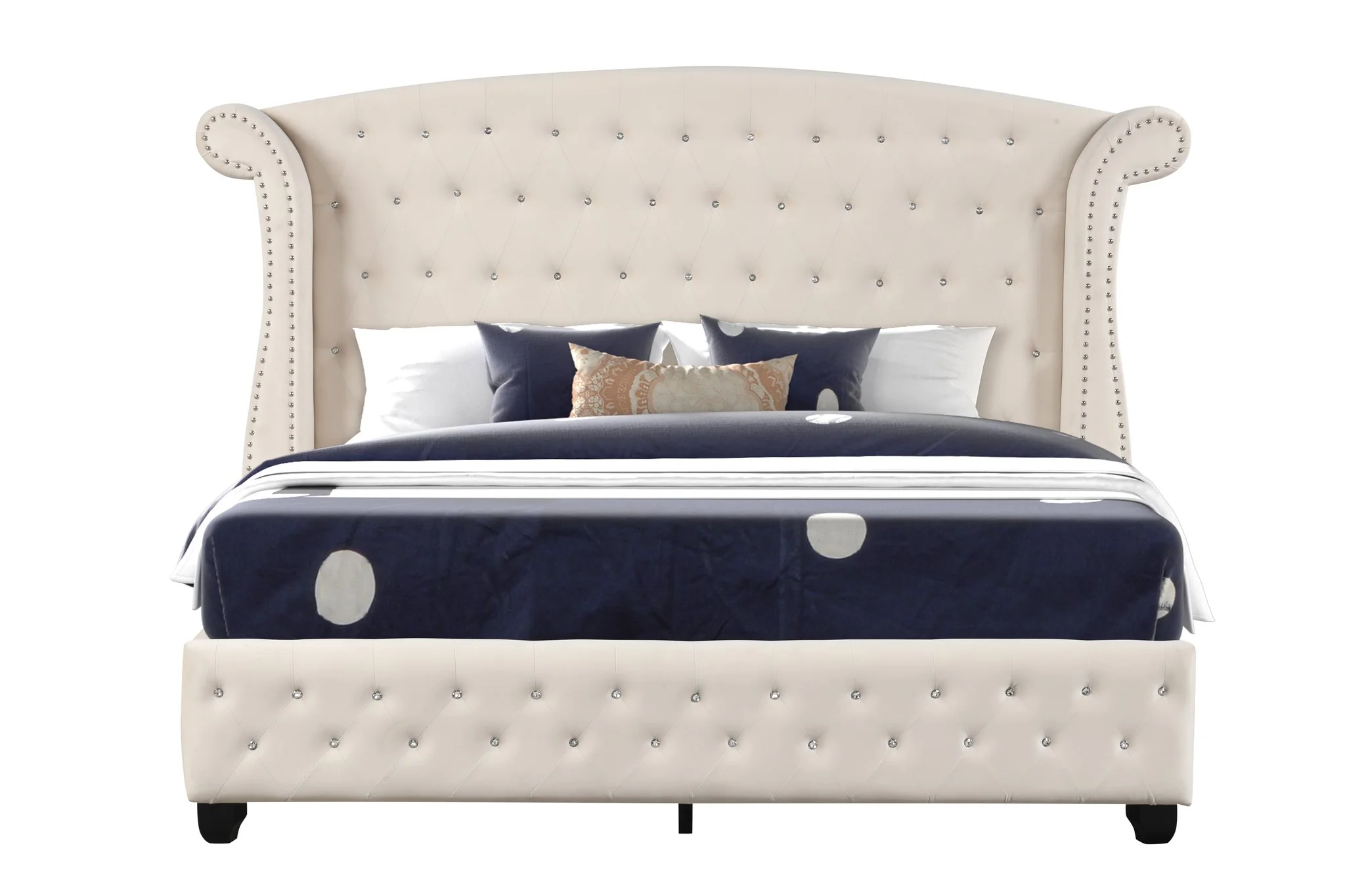 Sophia Queen Bed 5 Cream - Image 3