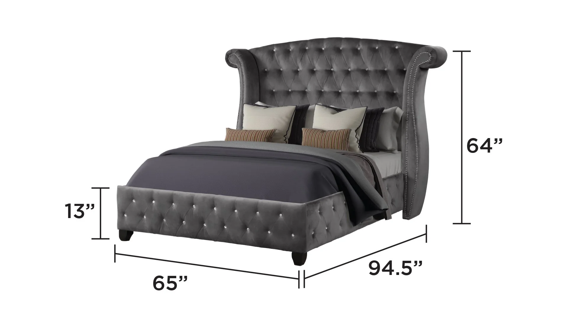 Sophia Queen Bed 5 Grey - Image 5