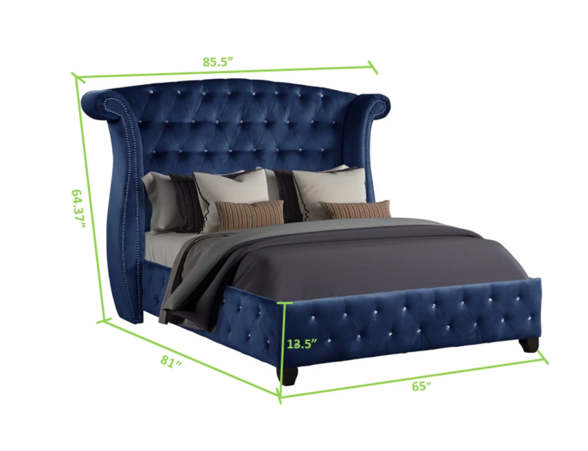 Sophia Queen Bed  Blue - Image 4