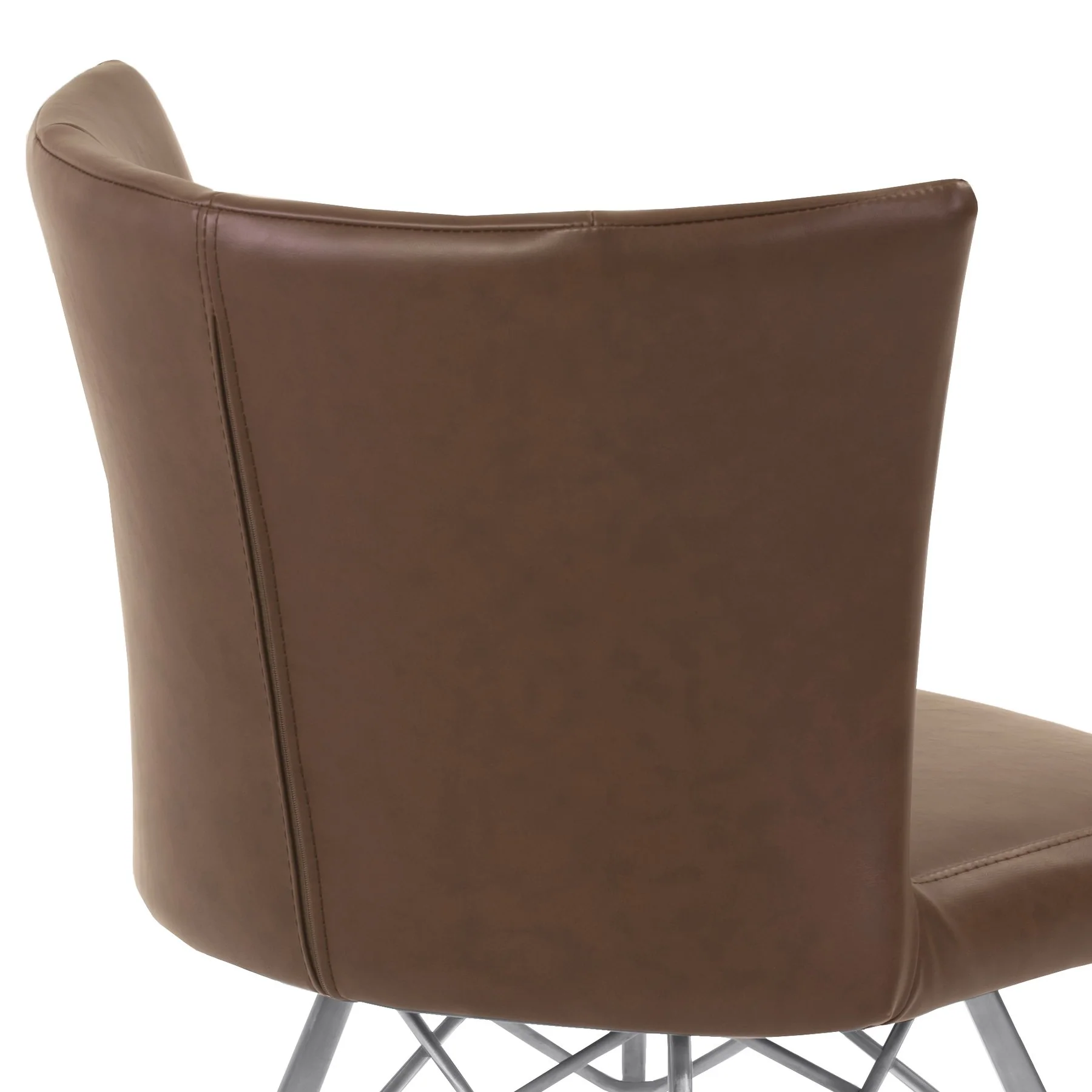 Spago Contemporary Dining Chair in Vintage Coffee Faux Leather with Brushed Stainless Steel Finish - Set of 2 - Image 5
