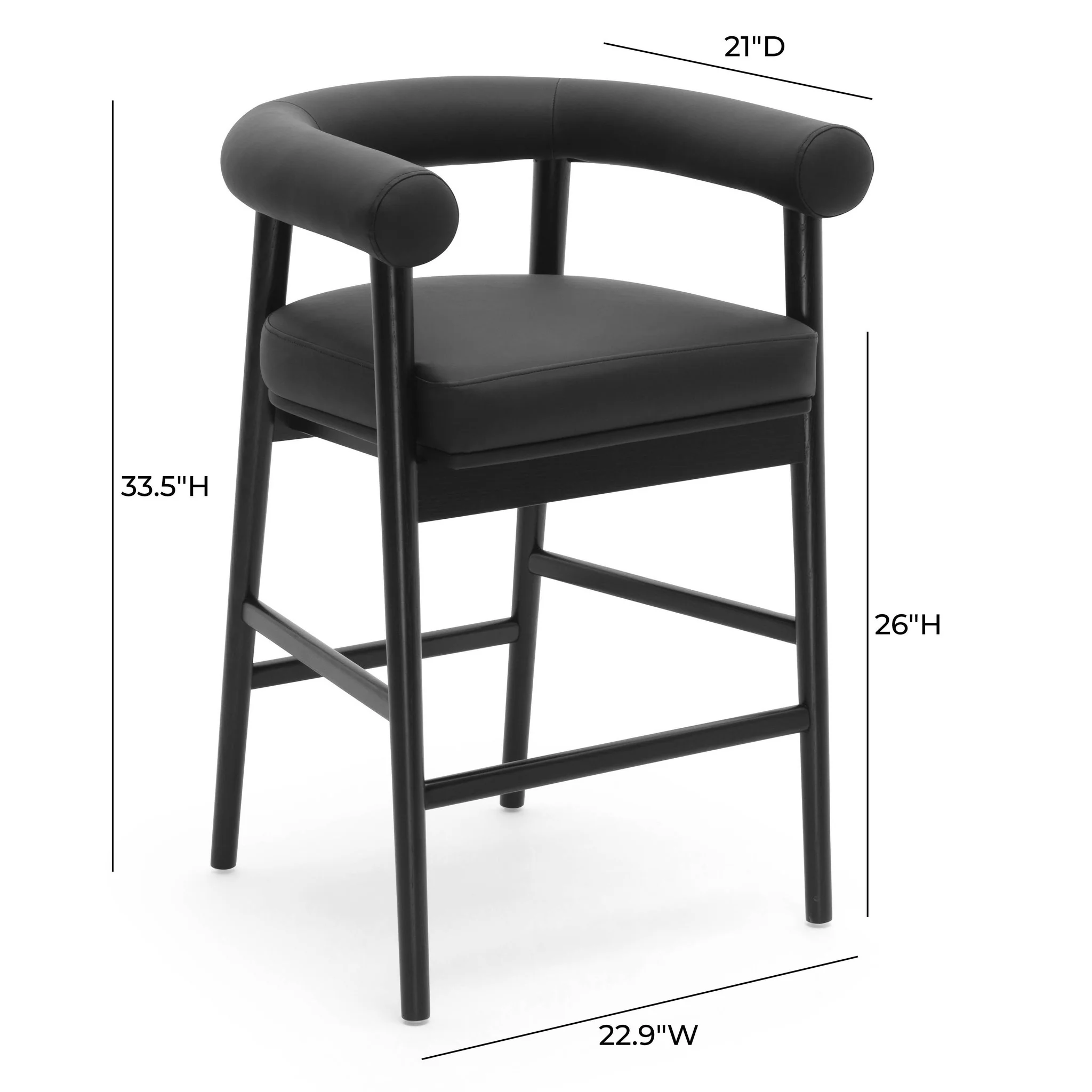 Spara Black Vegan Leather Counter Stool - Image 6