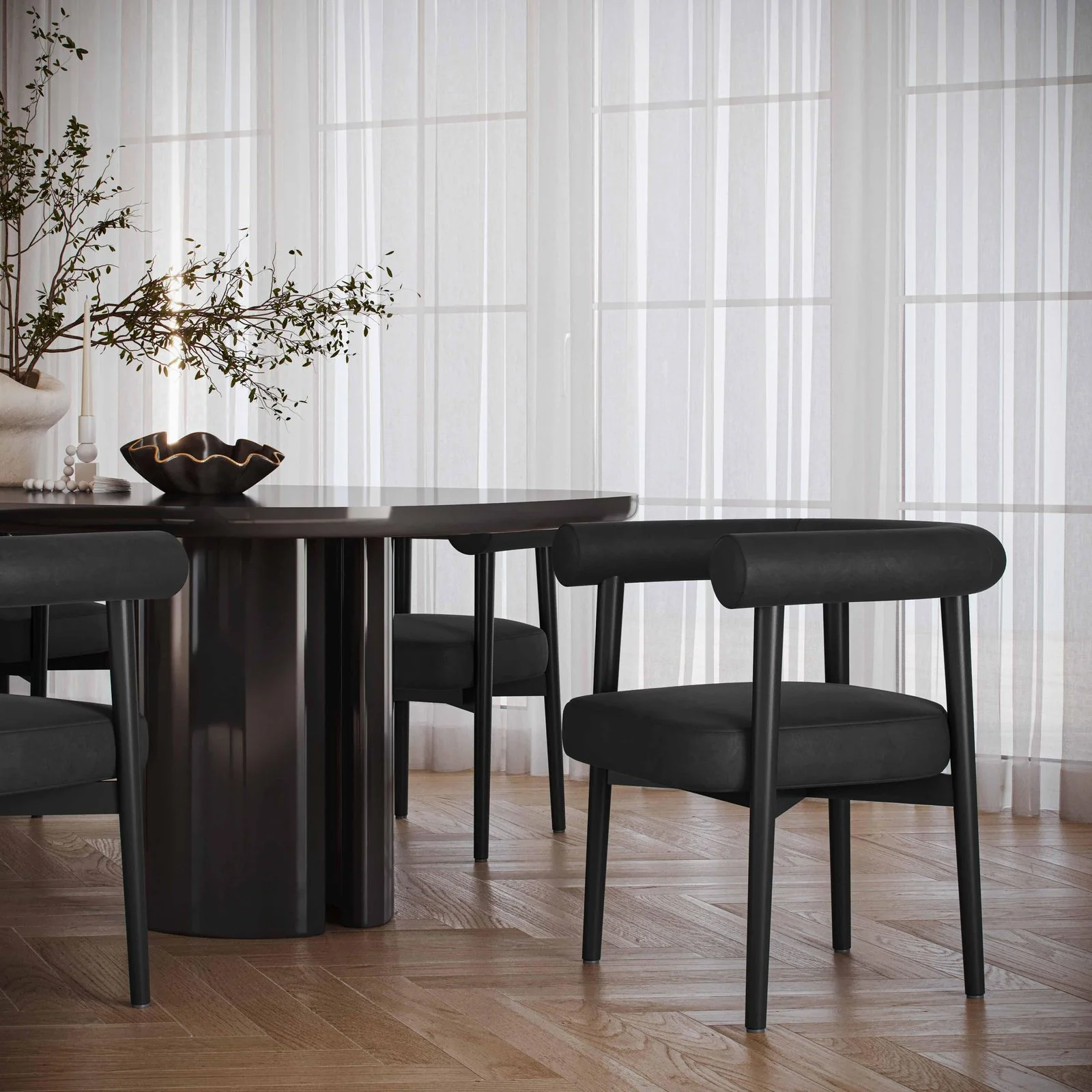 Spara Black Vegan Leather Dining Chair - Image 2