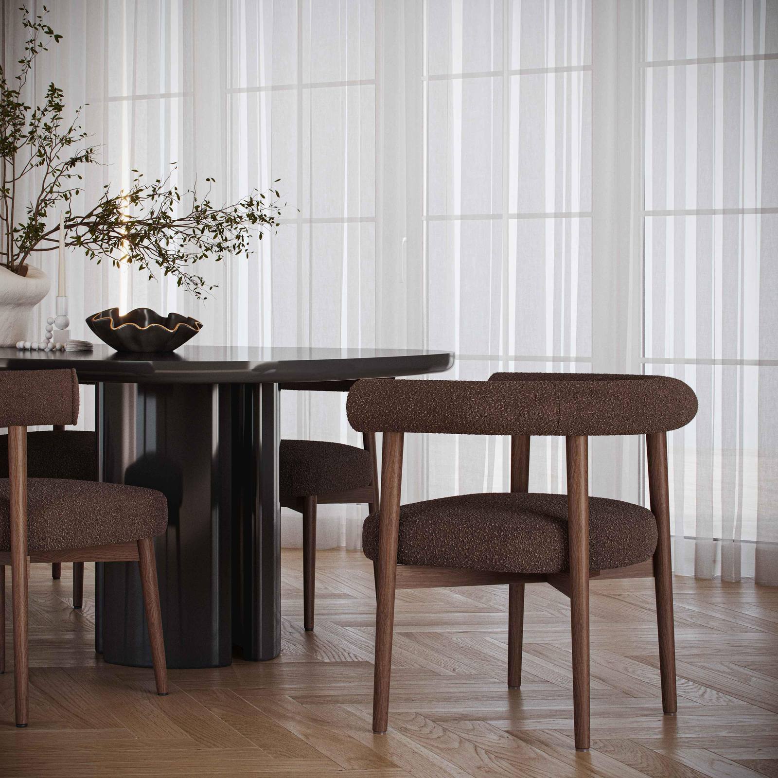 Spara Chocolate Brown Performance Boucle Dining Chair - Image 2