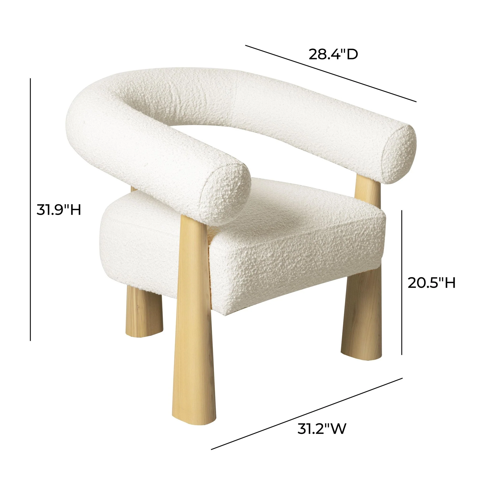 Spara Cream Performance Boucle Accent Chair - Image 6