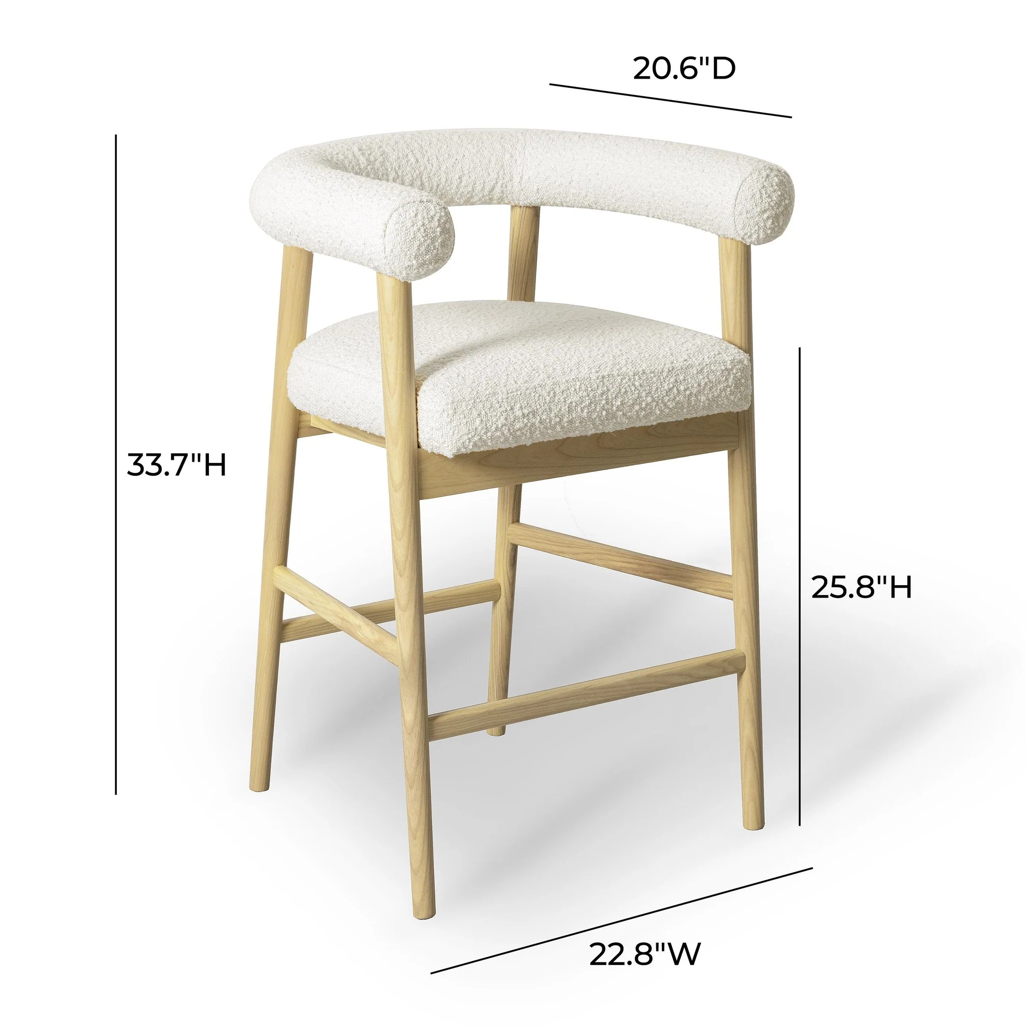 Spara Cream Performance Boucle Counter Stool - Image 6