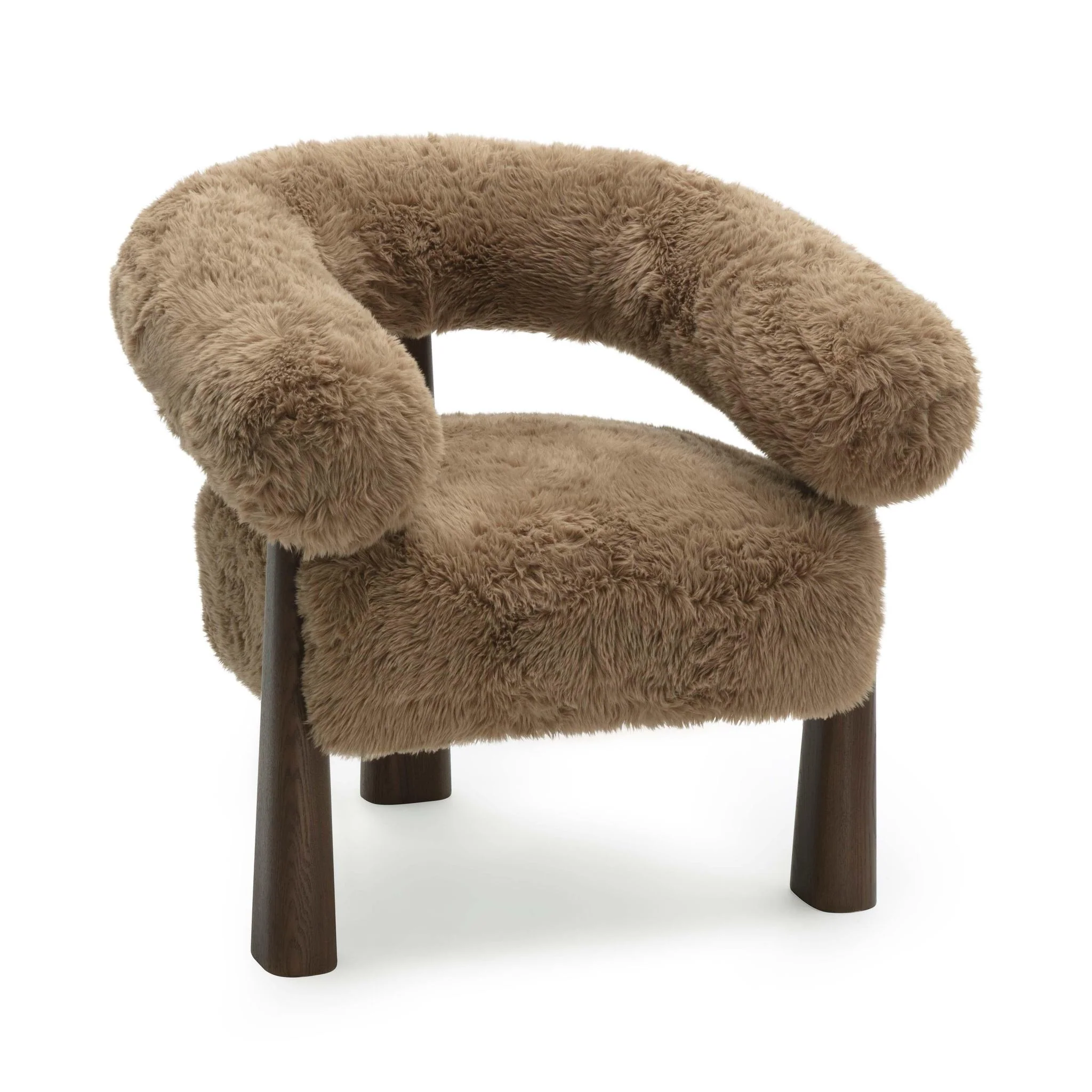 Spara Taupe Straight Vegan Shearling Accent Chair - Image 3