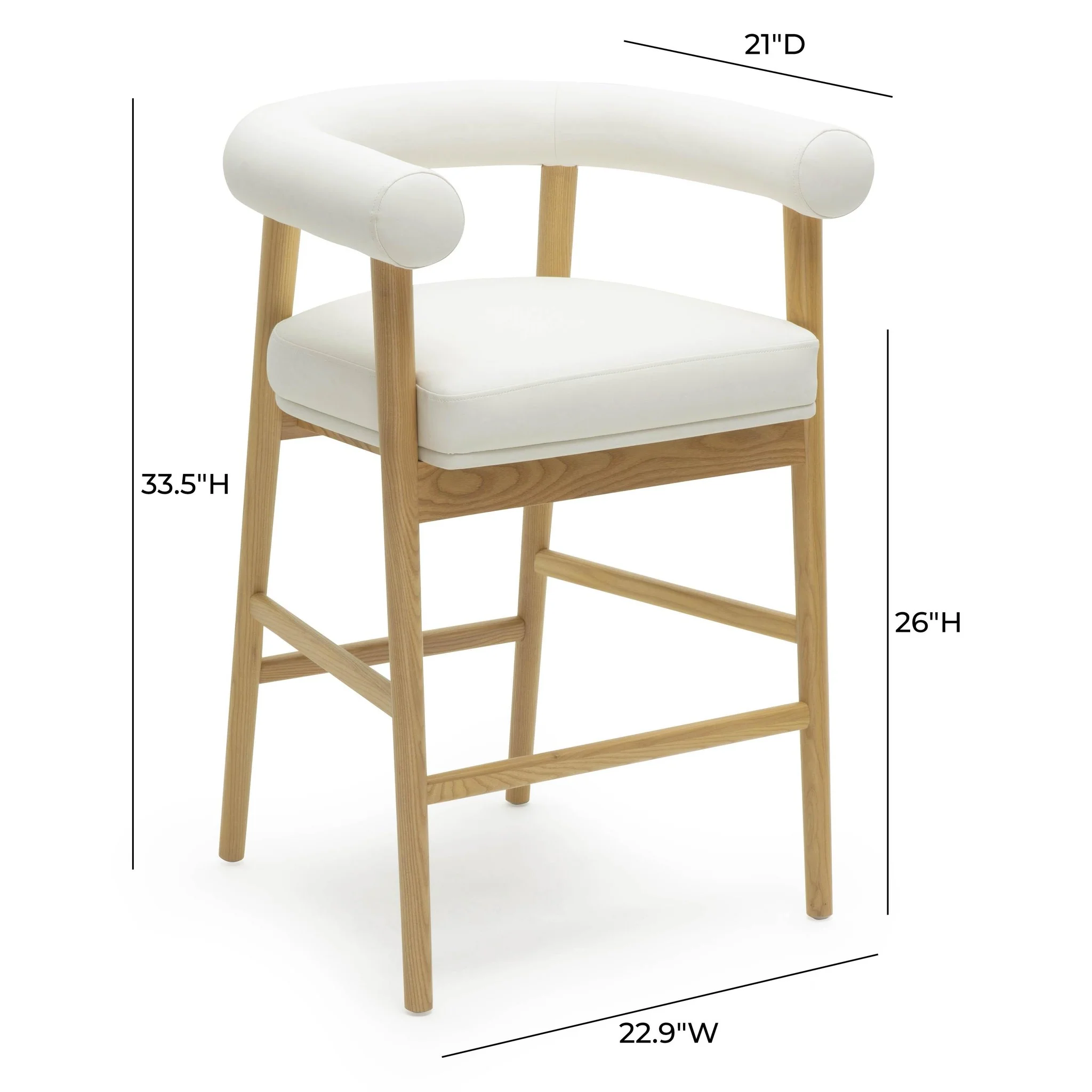 Spara White Vegan Leather Counter Stool - Image 6