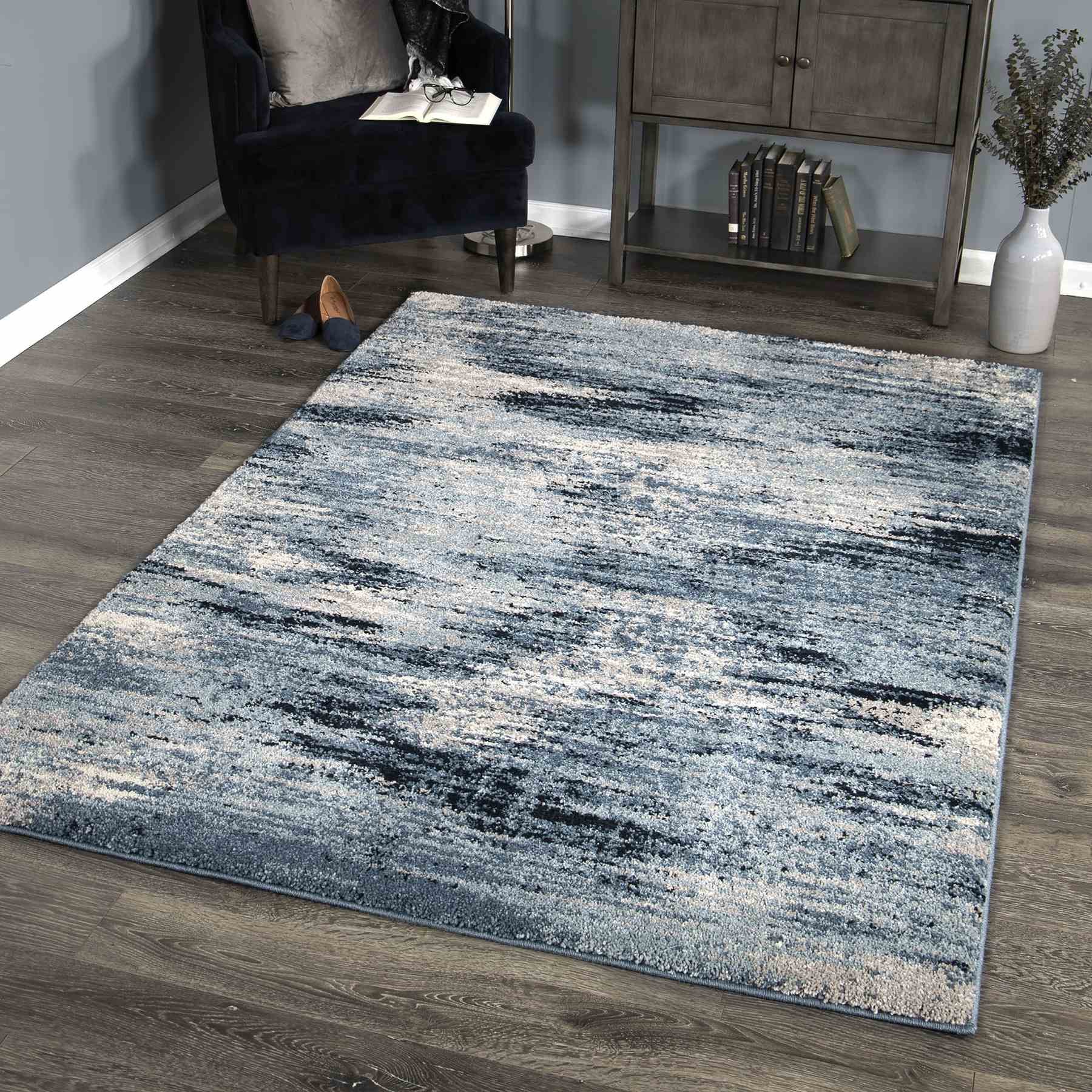 Spartan Contemporary 8x10 Area Rug in Cream/Blue - Image 7