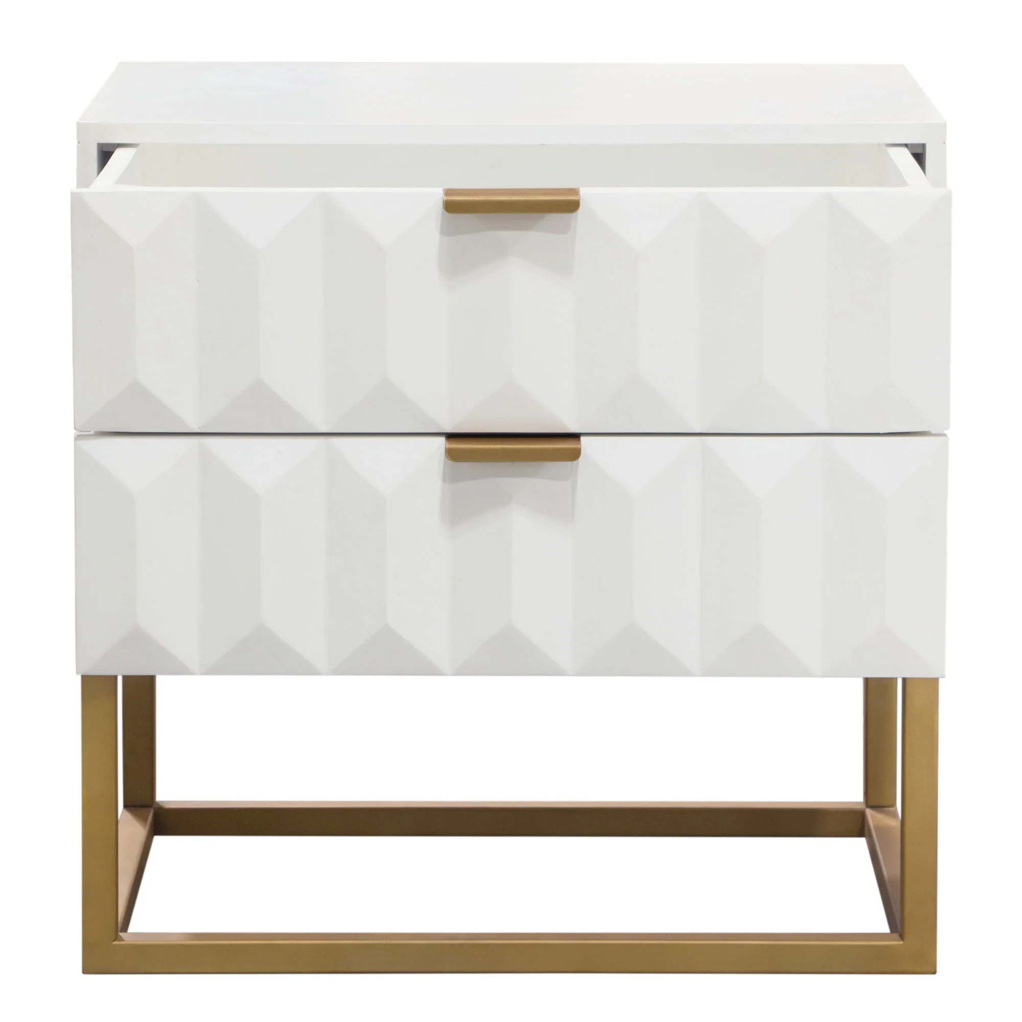 Spectrum 2-Drawer Solid Mango Wood Accent Table in White Finish w/ Gold Finished Iron Legs by Diamond Sofa - Image 10