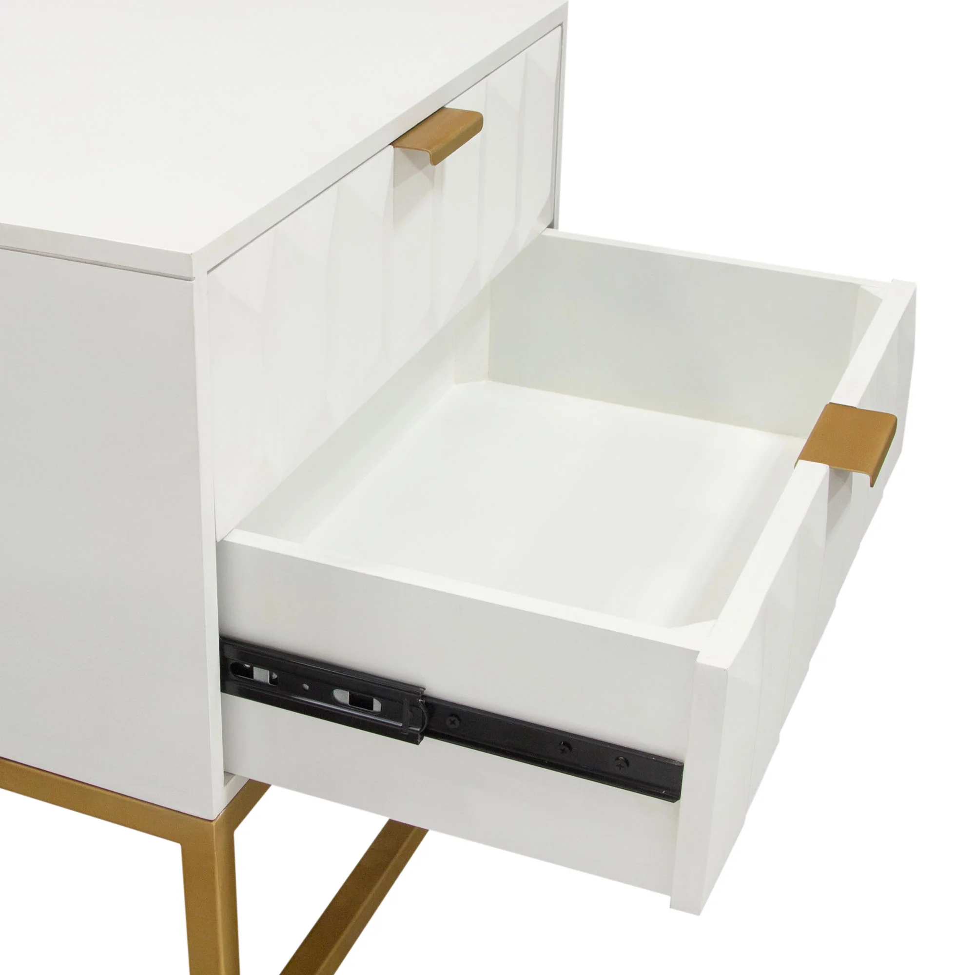 Spectrum 2-Drawer Solid Mango Wood Accent Table in White Finish w/ Gold Finished Iron Legs by Diamond Sofa - Image 13