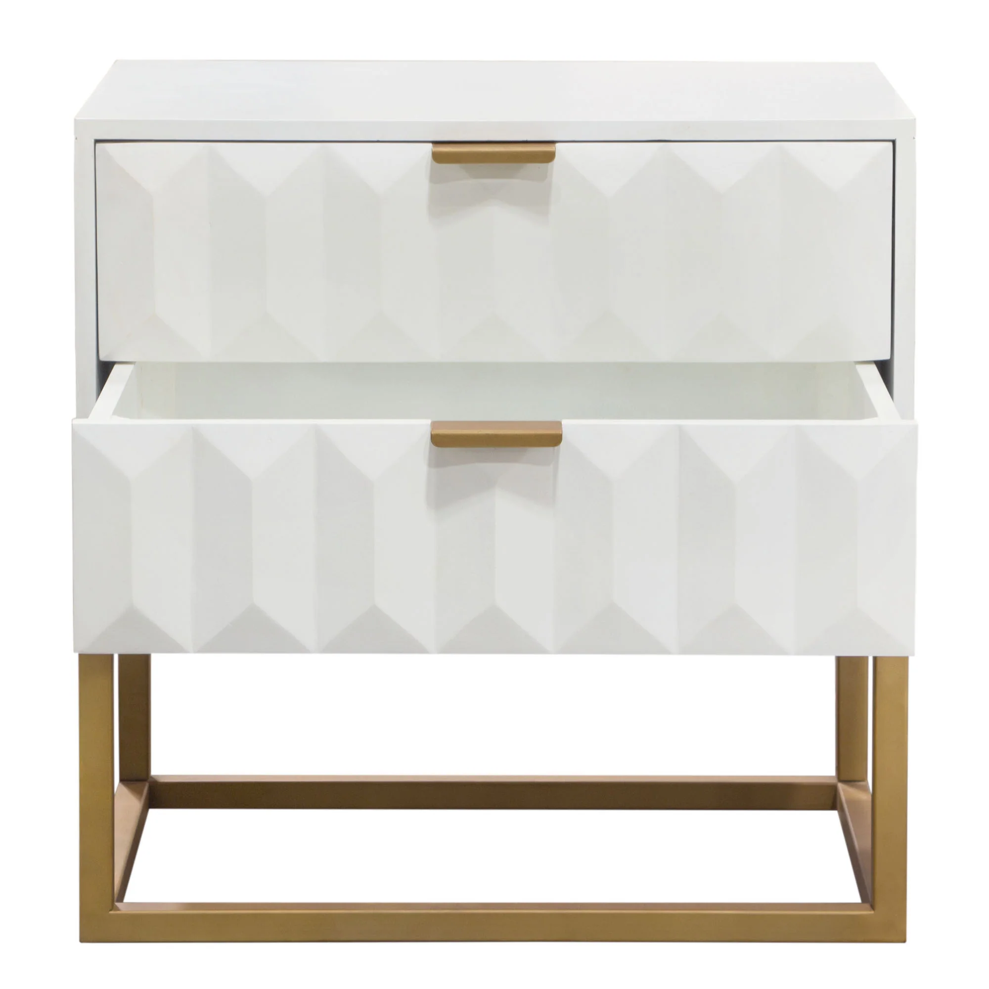 Spectrum 2-Drawer Solid Mango Wood Accent Table in White Finish w/ Gold Finished Iron Legs by Diamond Sofa - Image 14