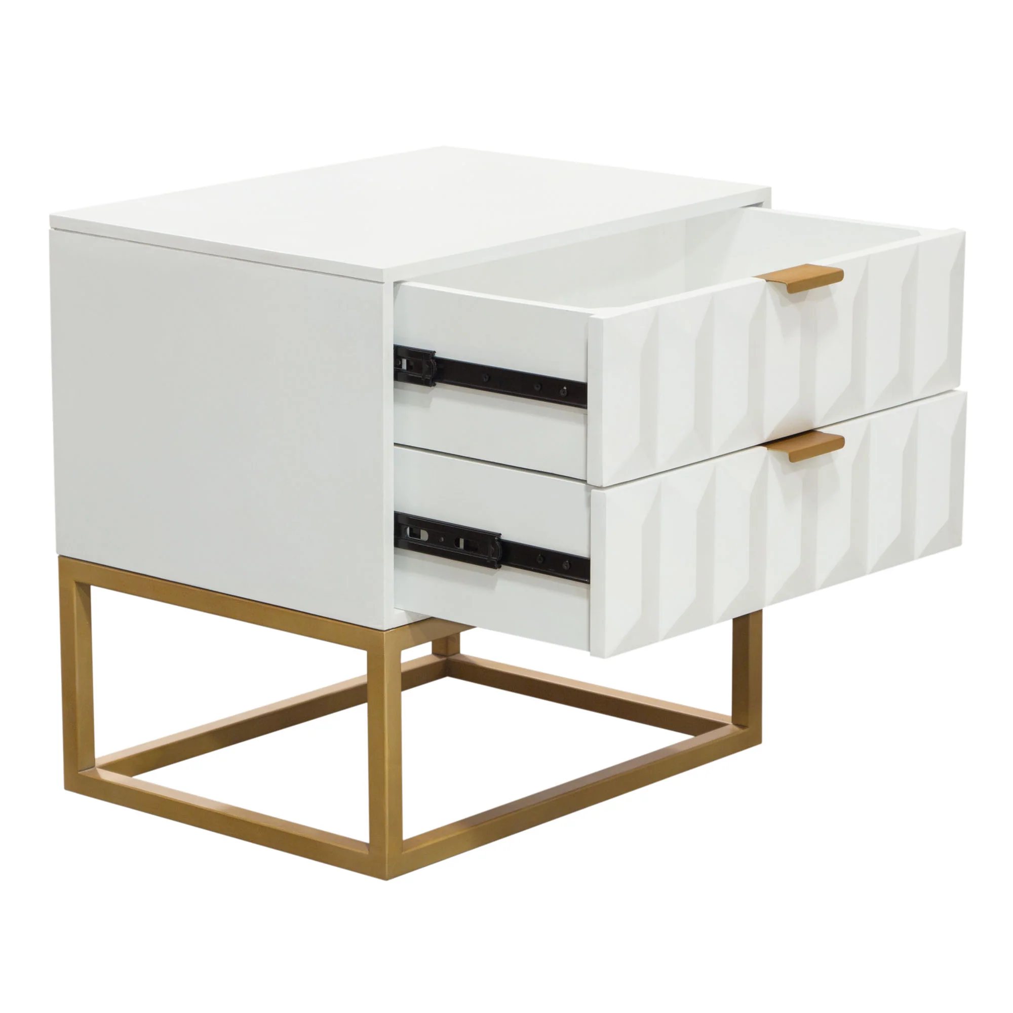 Spectrum 2-Drawer Solid Mango Wood Accent Table in White Finish w/ Gold Finished Iron Legs by Diamond Sofa - Image 6