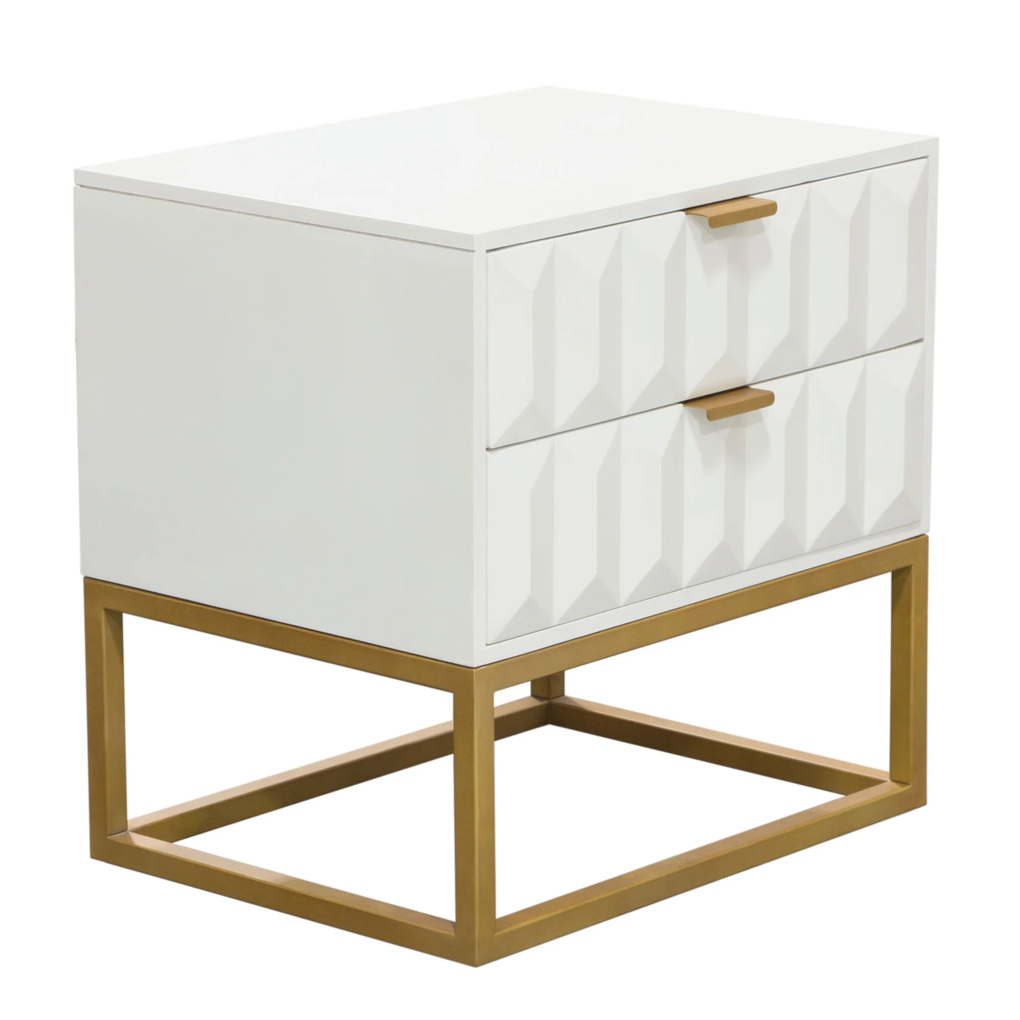 Spectrum 2-Drawer Solid Mango Wood Accent Table in White Finish w/ Gold Finished Iron Legs by Diamond Sofa - Image 9