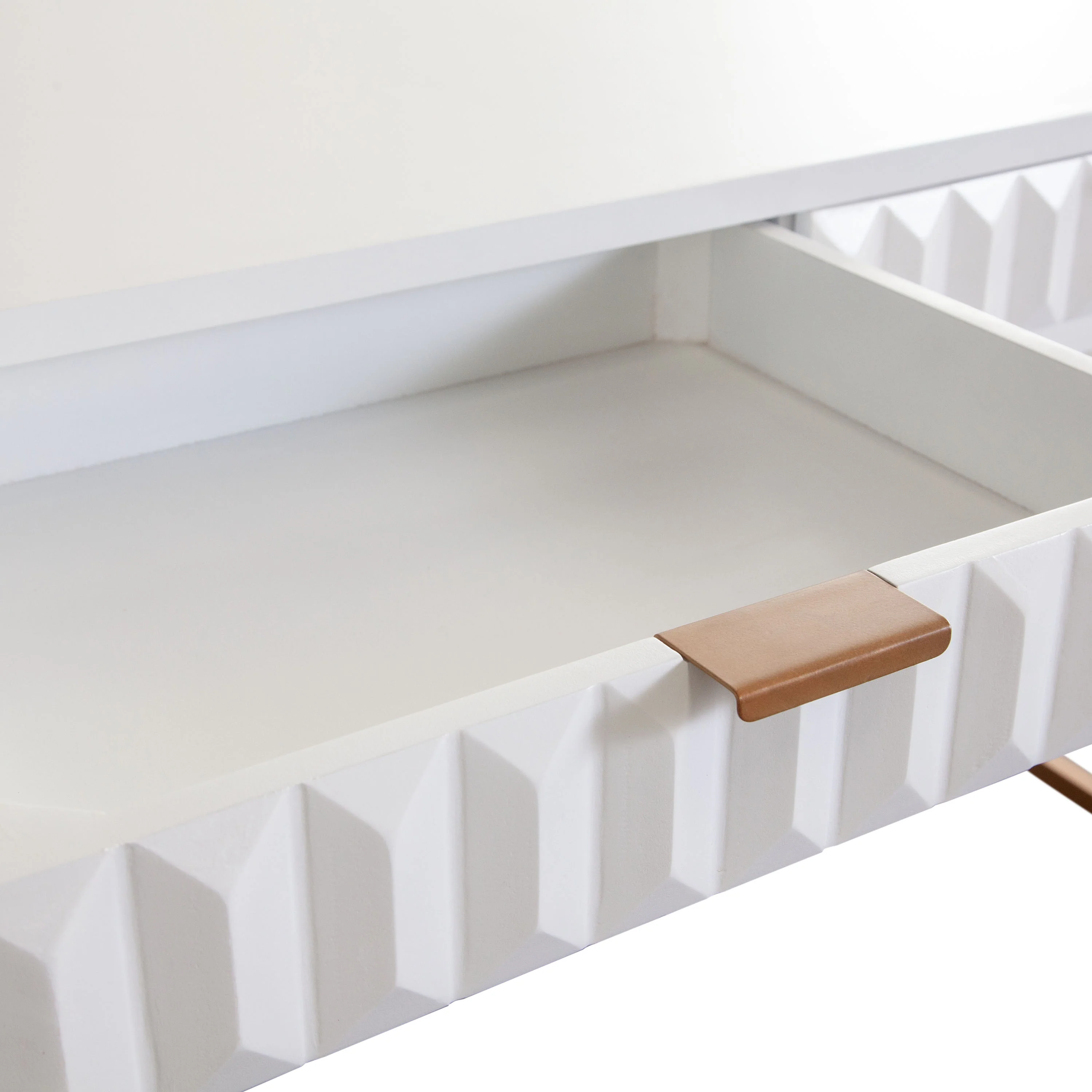 Spectrum 2-Drawer Solid Mango Wood Desk in White Finish w/ Gold Finished Iron Legs by Diamond Sofa - Image 2